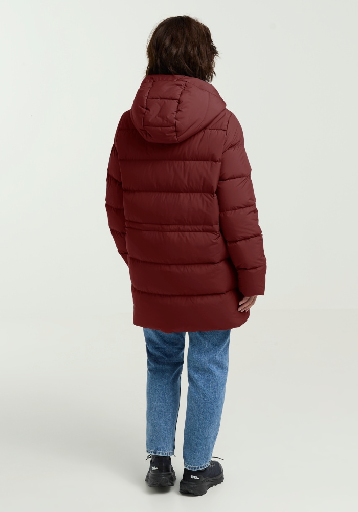 Jack Wolfskin Daunenmantel »FROZEN PALACE LONG JKT W RDS« mit Kapuze, wärmeisolierende Füllung, winddicht