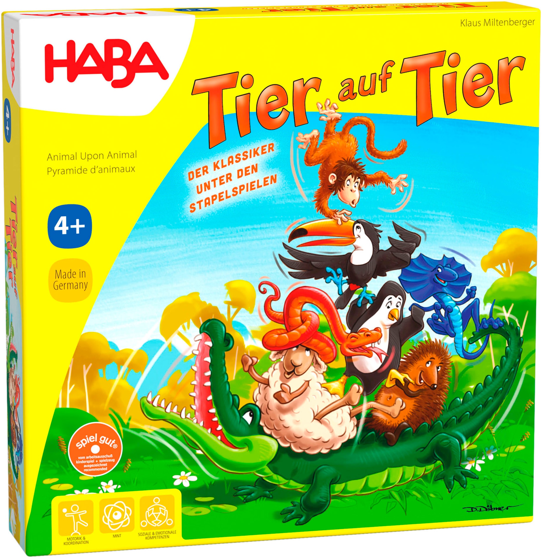 HABA Kinder Spiel "Tier auf Tier - Der Klassiker unter den Stapelspielen", bunt, Holz, Spiele