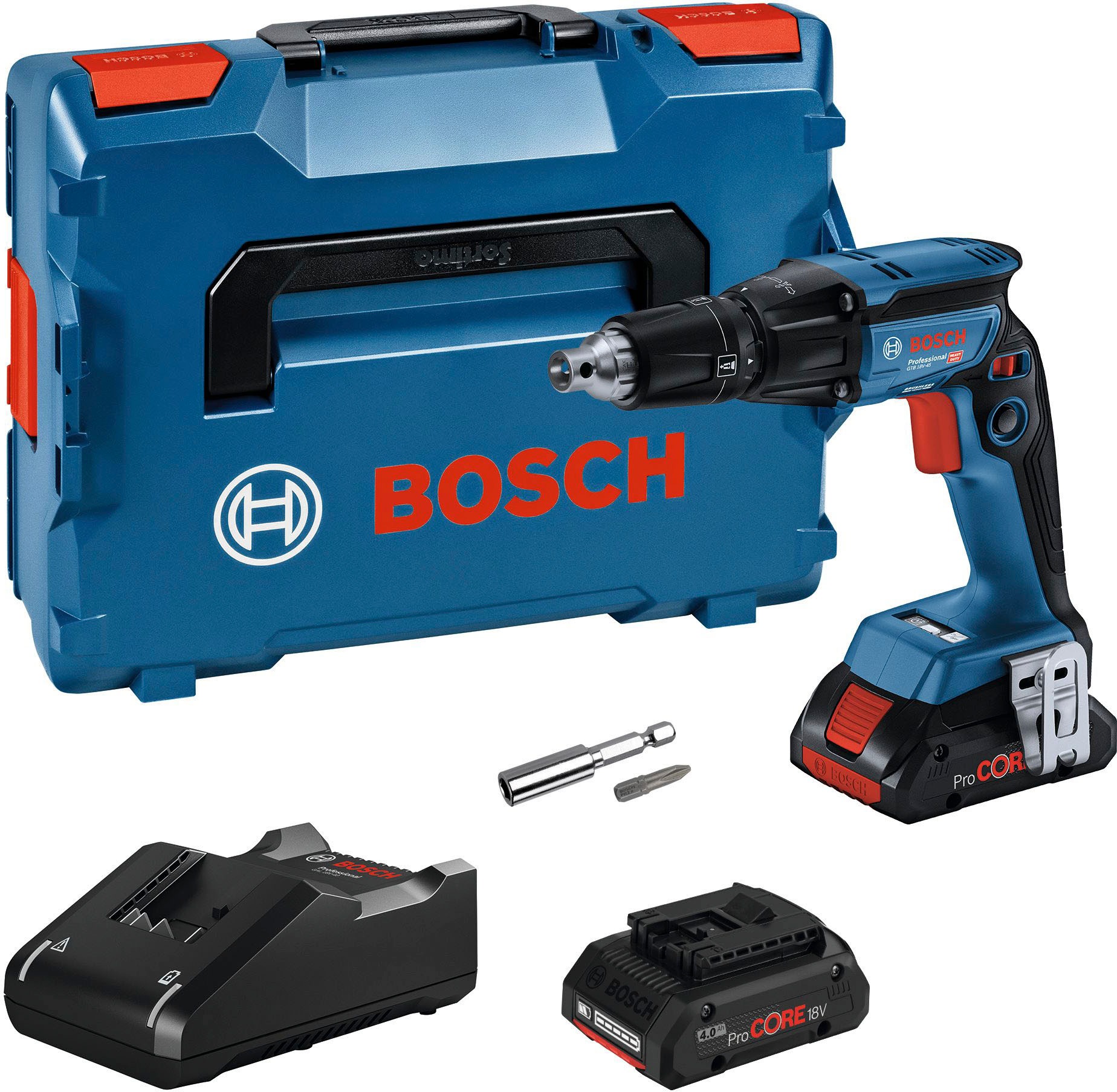 Bosch Professional Akku-Trockenbauschrauber »GTB 18V-45 (2xPC4,«, (Komplett-Set), Inkl. Akkus und Ladegerät