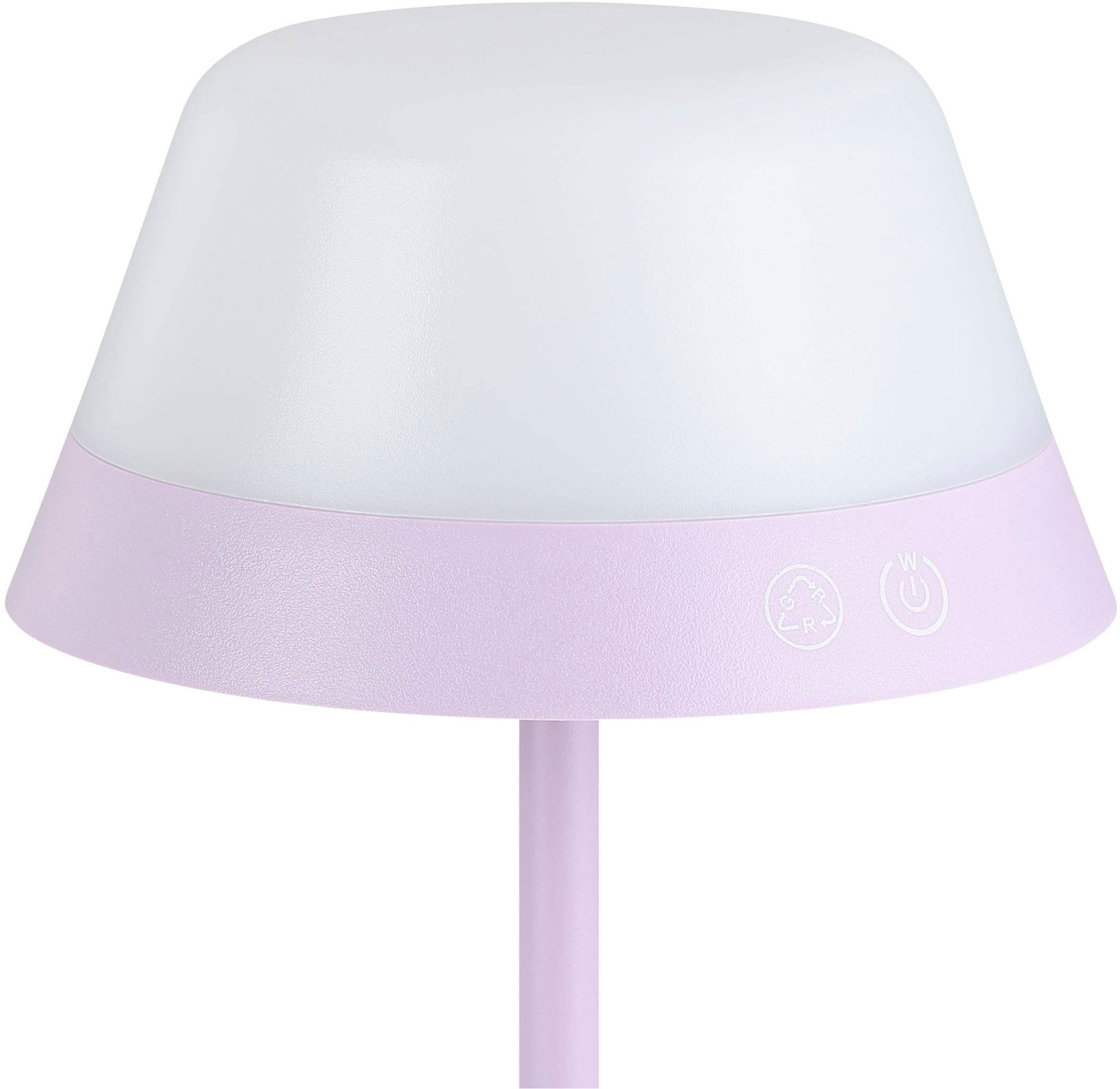 EGLO Tischleuchte »Meggiano Tischlampe, kabellos, aufhängbarer Lampenschirm, IP54, Lampe« LED-Modul 1 Stk. RGB | Warmweiß Tischleuchte - H32 x Ø15 cm - lila - 1X1,5W;1X0,8W inkl.