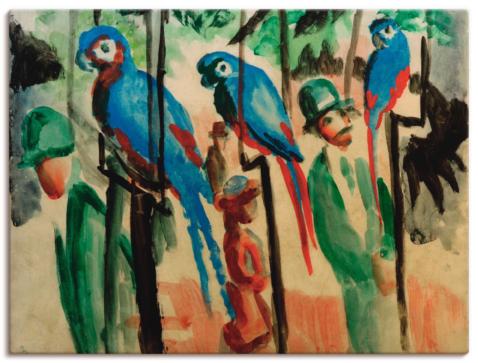 Artland Leinwandbild "Bei den Papageien", Vögel, (1 St.), auf Keilrahmen gespannt