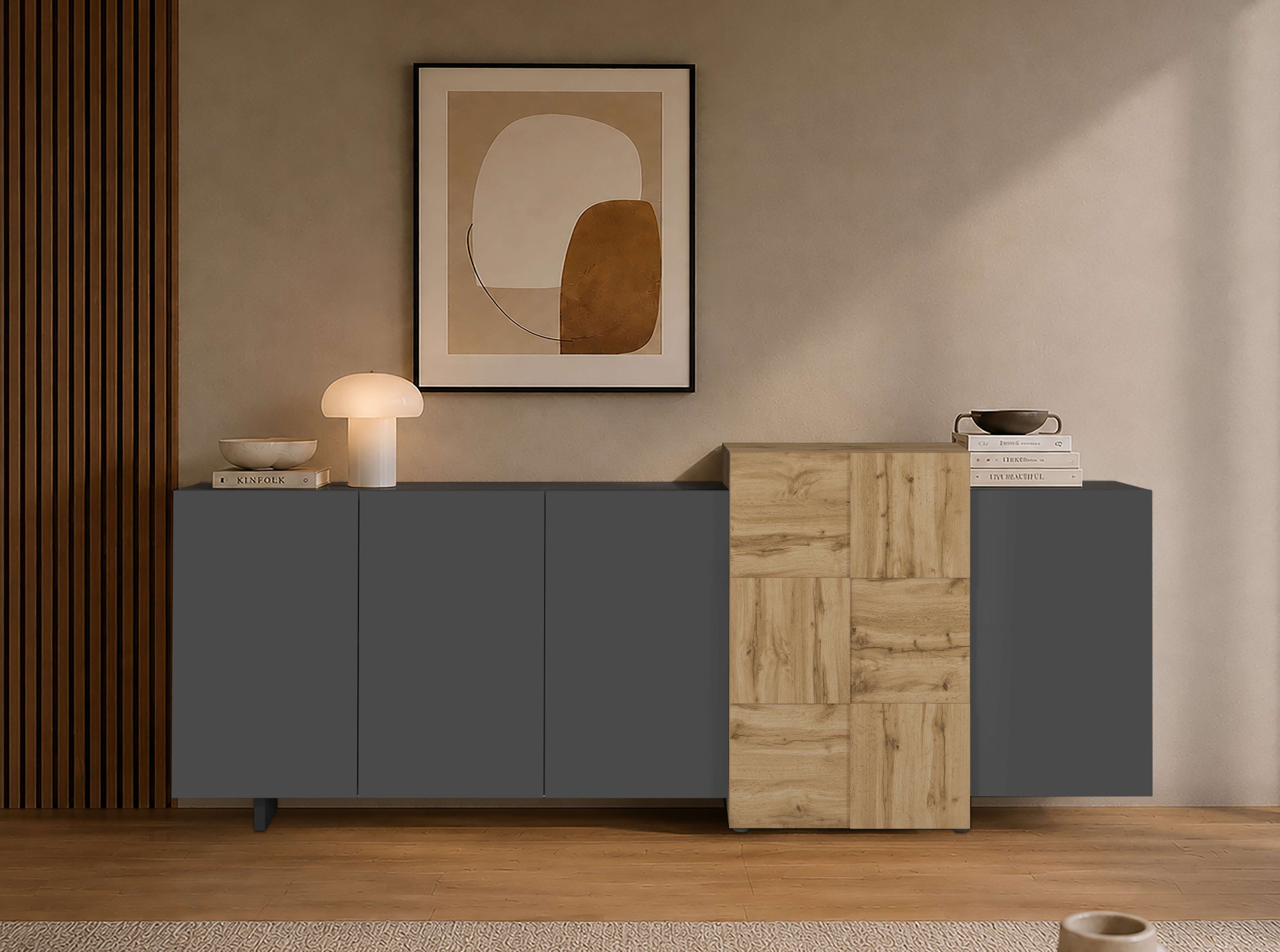 OTTO home Sideboard »Sideboard NEXOS, Kommode, Schrank, Kredenz« 1 Stk. tlg. Mit 5 Drehtüren, 8 geschlossenen Fächern, reversibel, B. 210 cm