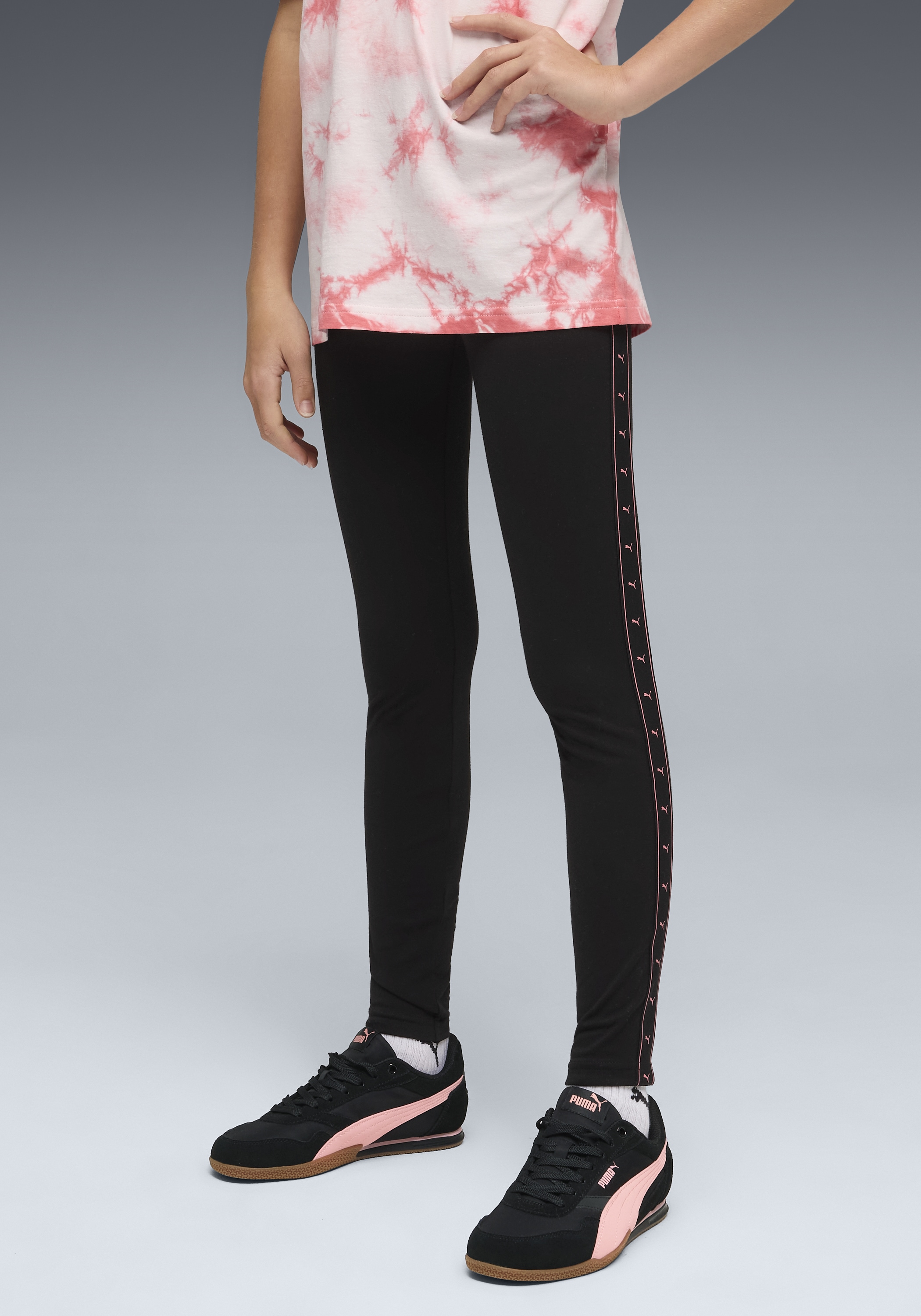 PUMA "ESS TAPE LEGGINGS G" aus Baumwollmischung, schmale Passform, sportlicher Stil