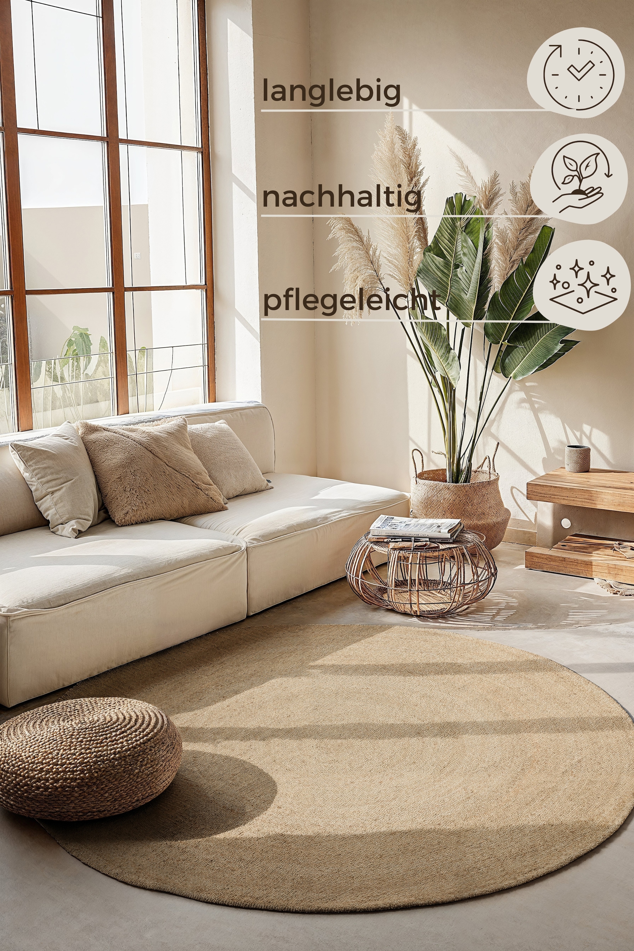 HANSE Home Teppich »Rangpur Juteteppich«, rund, 10 mm Höhe, Handgewebt, 100% Jute, Natur, Wohnzimmer, Flur, Boho, Skandi