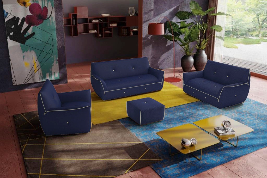 Egoitaliano Polstergarnitur "Yuki, extravagantes Design und höchster Sitzkomfort, tolle Details" Set, bestehend aus einem 2,5- und einem 2-Sitzer, Sessel und Hocker