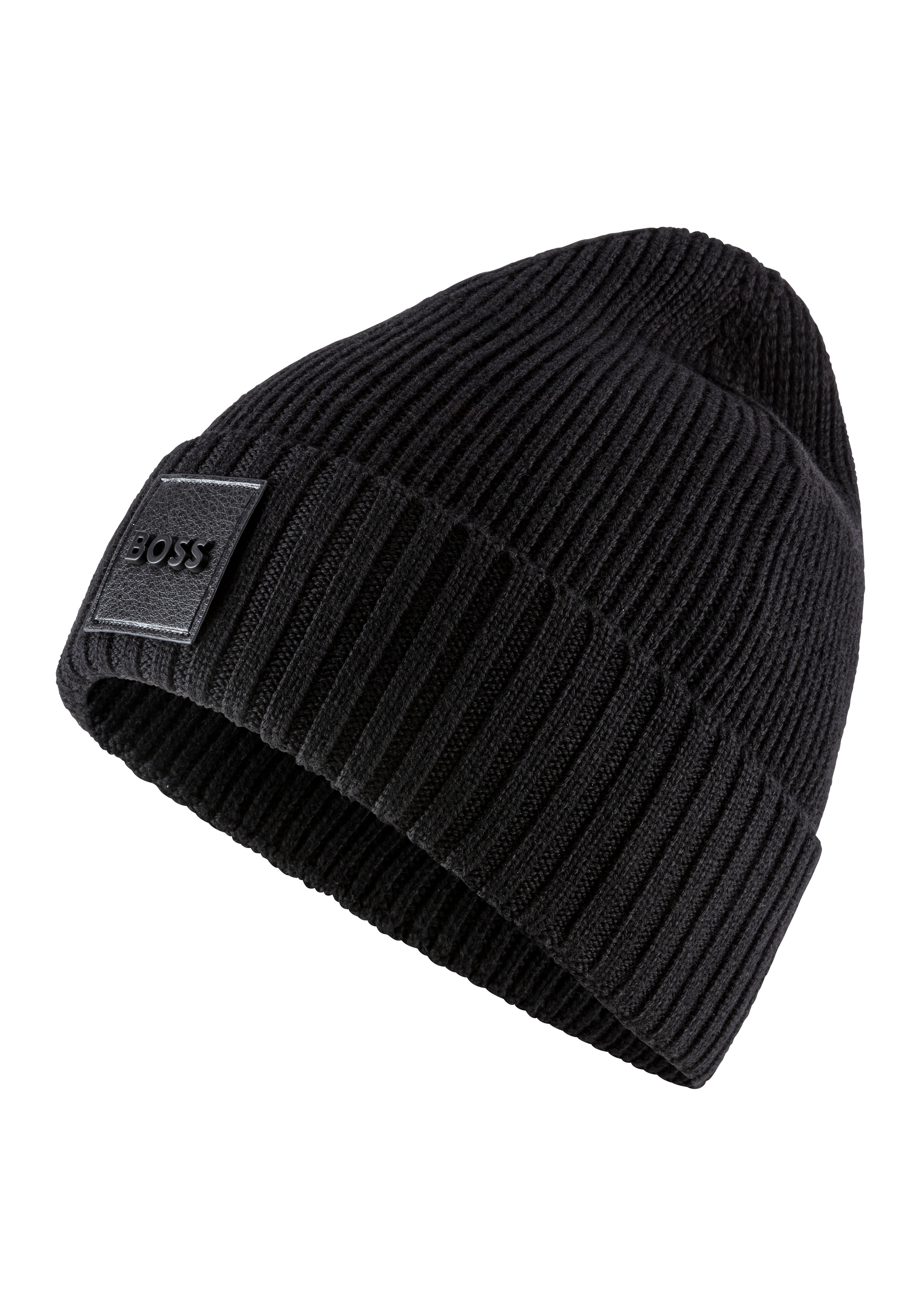 BOSS Beanie "Flavio" aus Rippenstrick, unisex