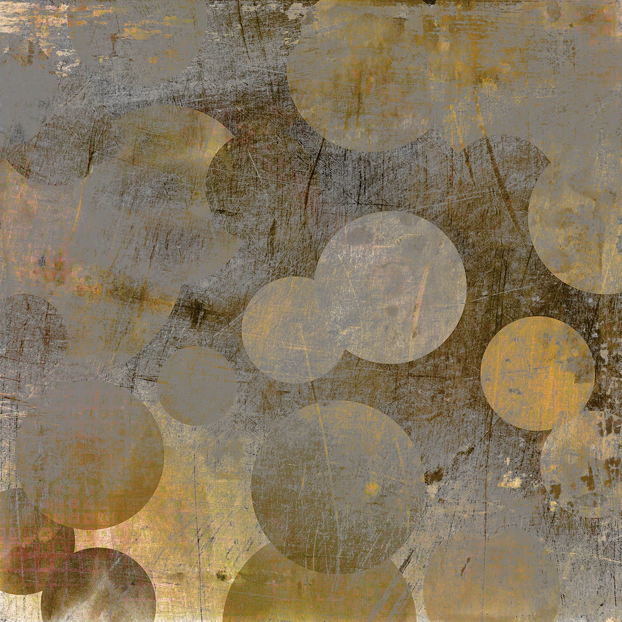 queence Acrylglasbild "Goldene Punkte, Kunstdruck Abstrakt" 1 Stk. tlg. mit schwebender 3D Tiefenwirkung, dank der rahmenlosen Befestigung