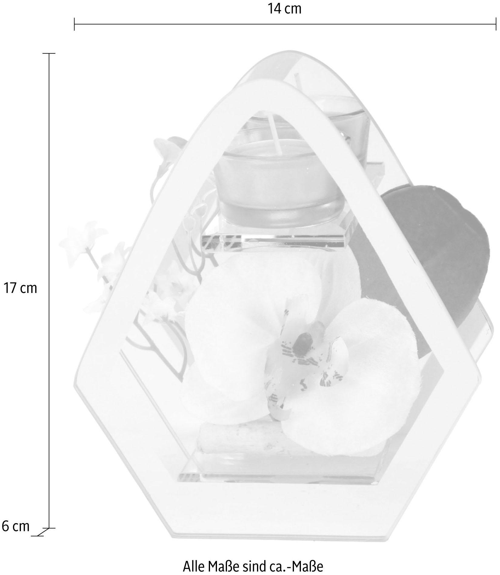 I.GE.A. Kunstpflanze »Orchidee im Glas mit Teelicht«