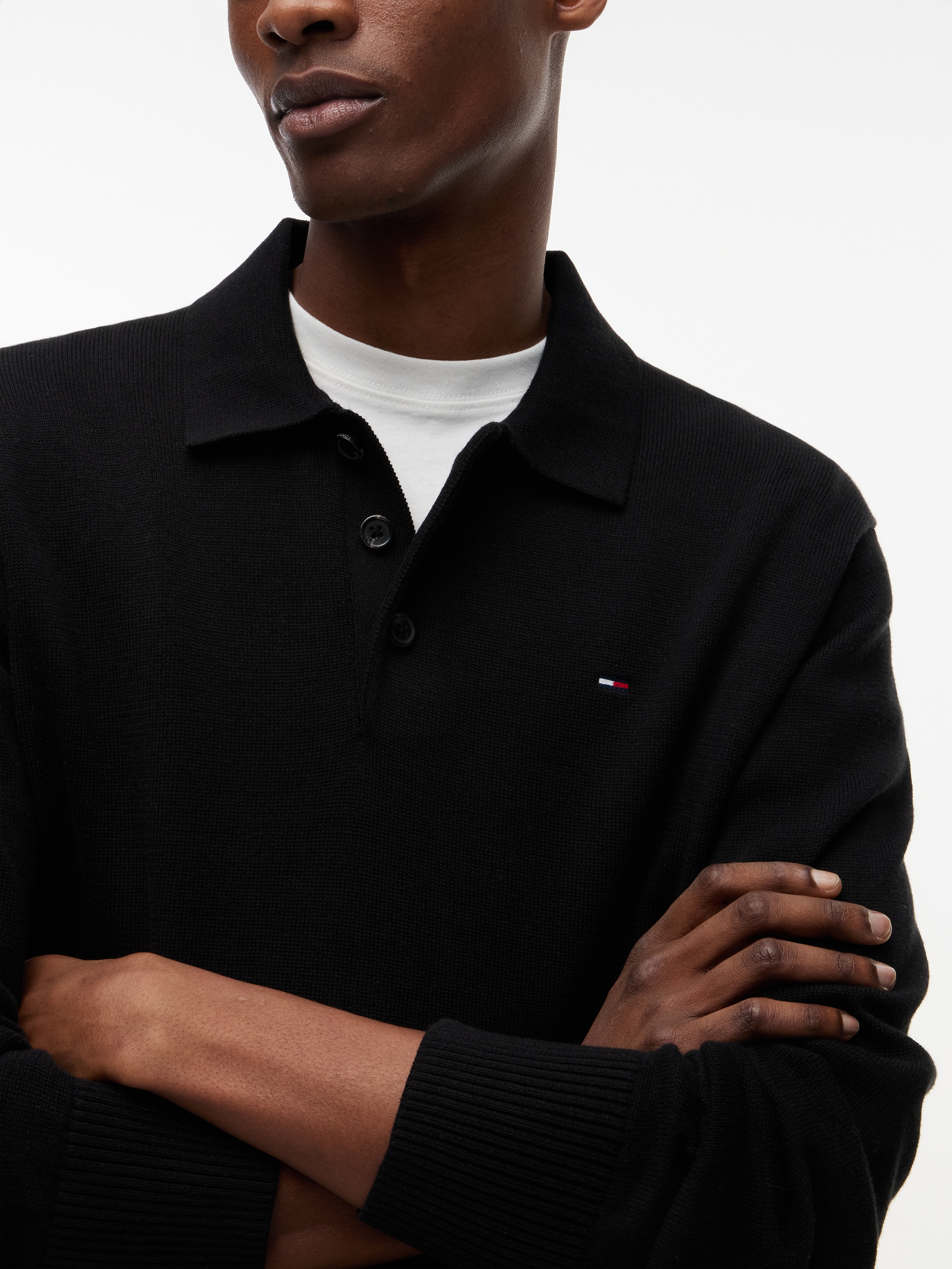 Tommy Jeans Polokragenpullover »TJM SLIM ESSENTIAL POLO SWEATER« mit Logostickerei