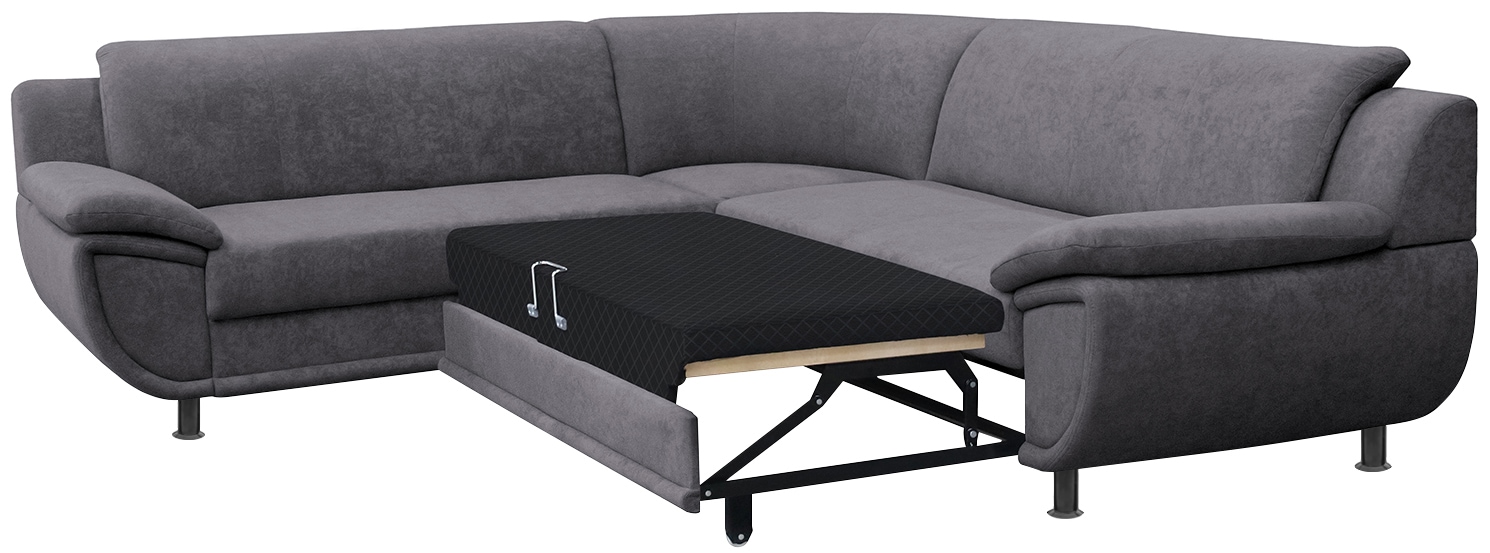 TRENDMANUFAKTUR Ecksofa »Rondo wahlweise mit Schlaffunktion, 267x247 cm (BxT), breite Armlehnen«, L-Form, wahlweise mit Federkern bestellbar, Füße schwarz