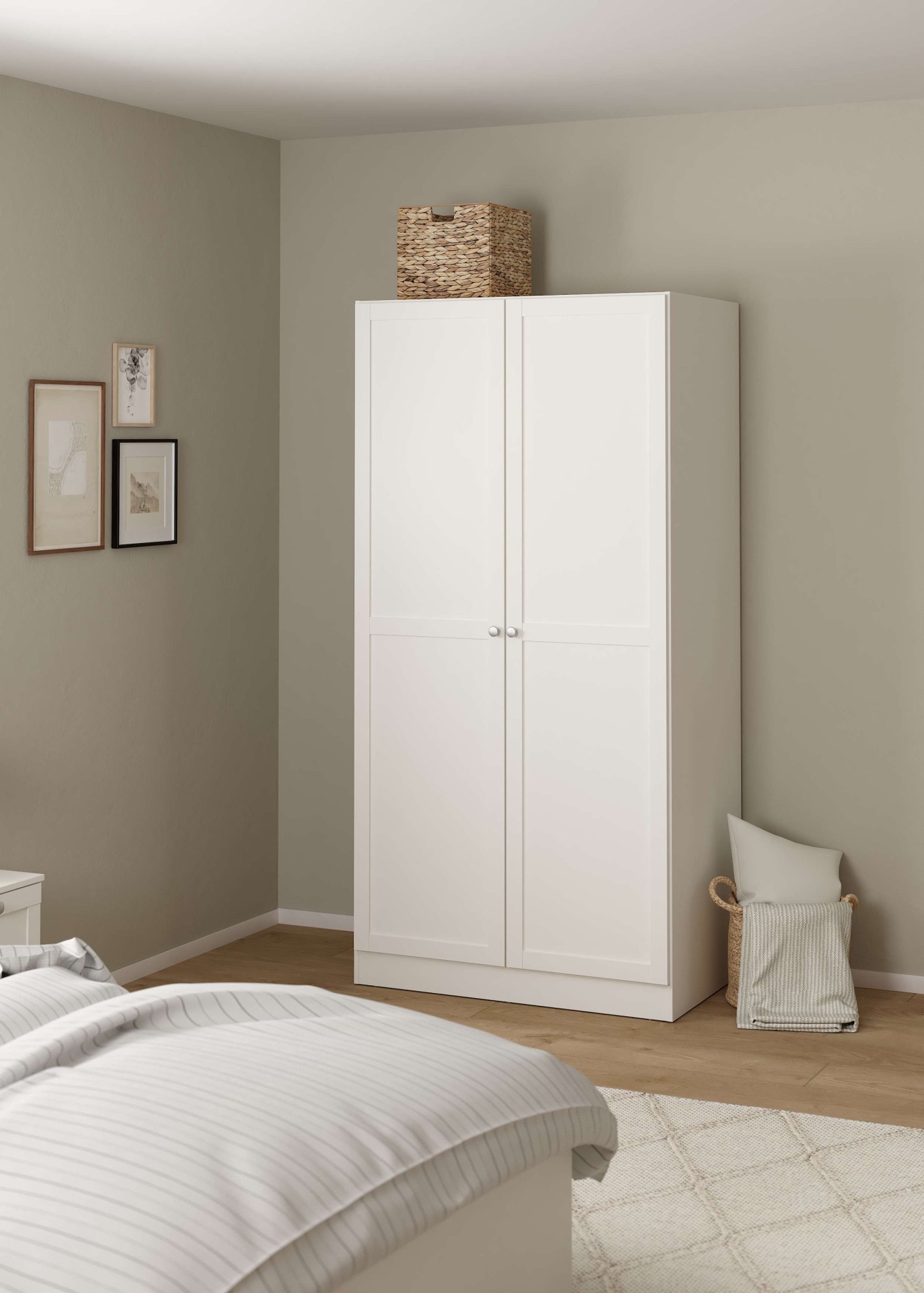 Home affaire Kleiderschrank »Billund, skandinavischen Design & viel Stauraum, 2 Breiten 145/195 cm« Viel Stauraum mit Böden & Kleiderstange, praktische Aufteilung