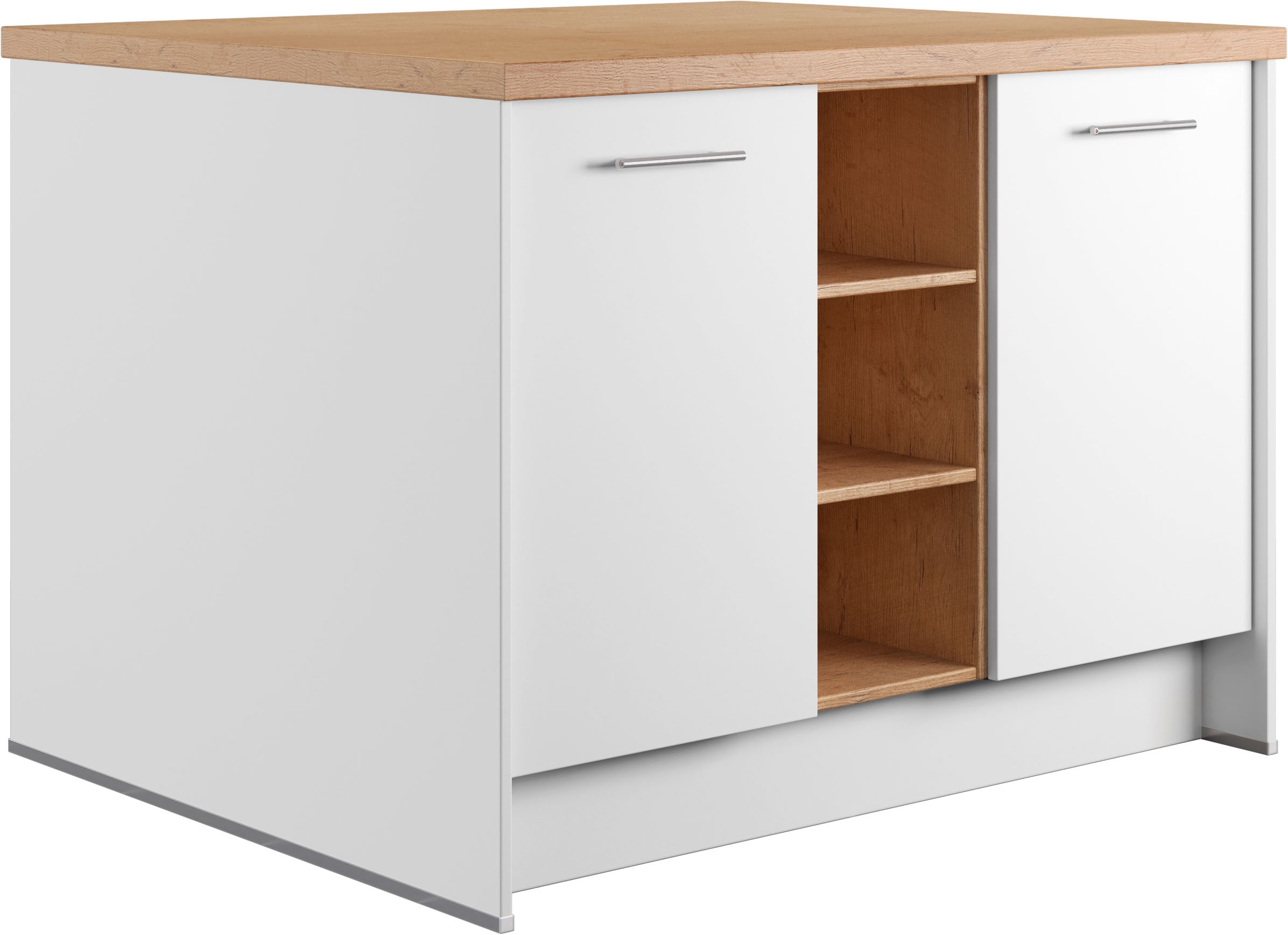 IMPULS KÜCHEN Kücheninsel "Kopenhagen, flexibel stellbar" Set, vormontiert, mit integriertem Sitzplatz auf einer Seite, Breite 123 cm