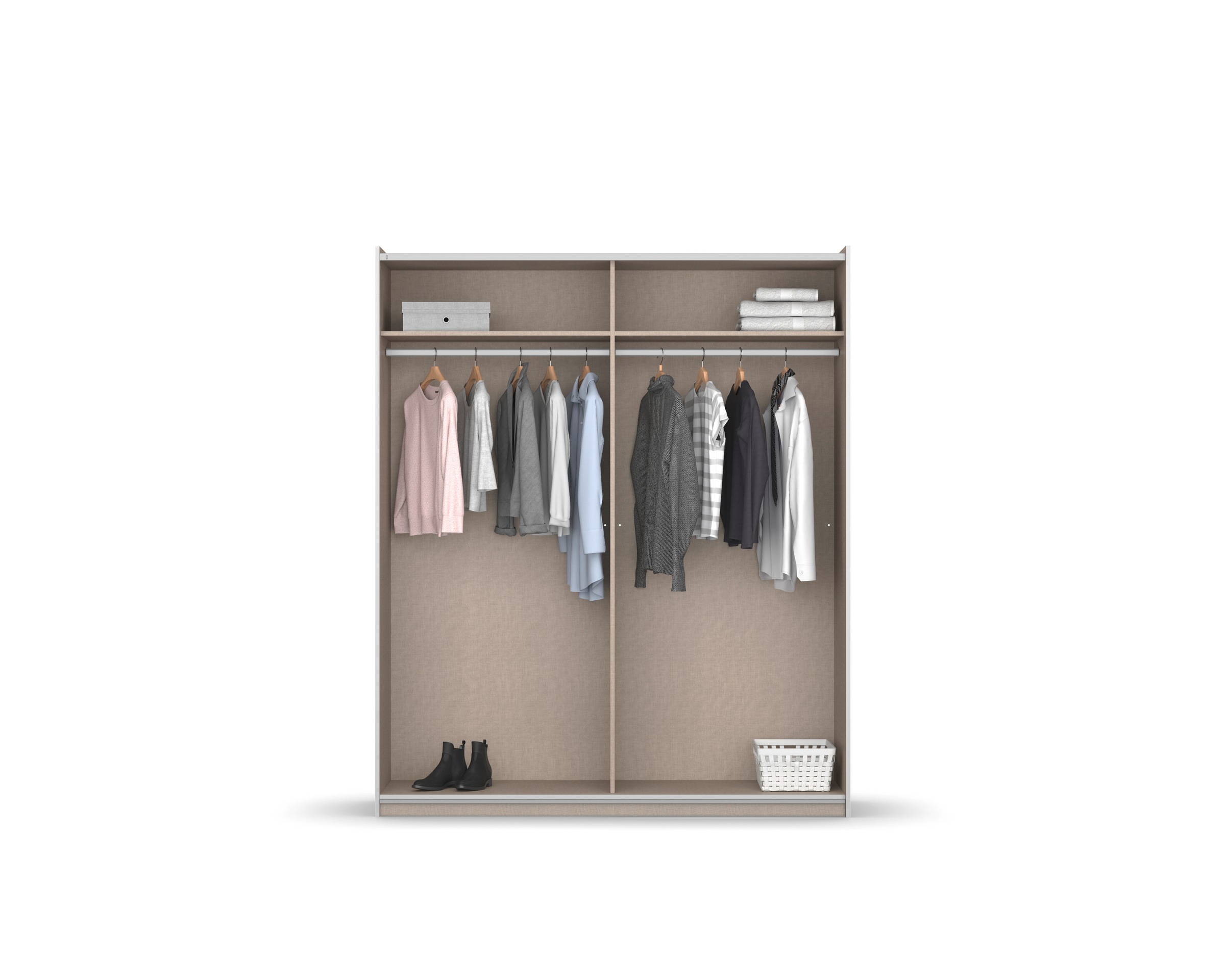 rauch Schwebetürenschrank »Kleiderschrank Schrank Garderobe Schlafzimmerschrank OXFORD«, (in 3 verschiedenen Ausstattungen BASIC/CLASSIC/PREMIUM), mit Griffleisten aus Metall, auch für kleinere Räume MADE IN GERMANY