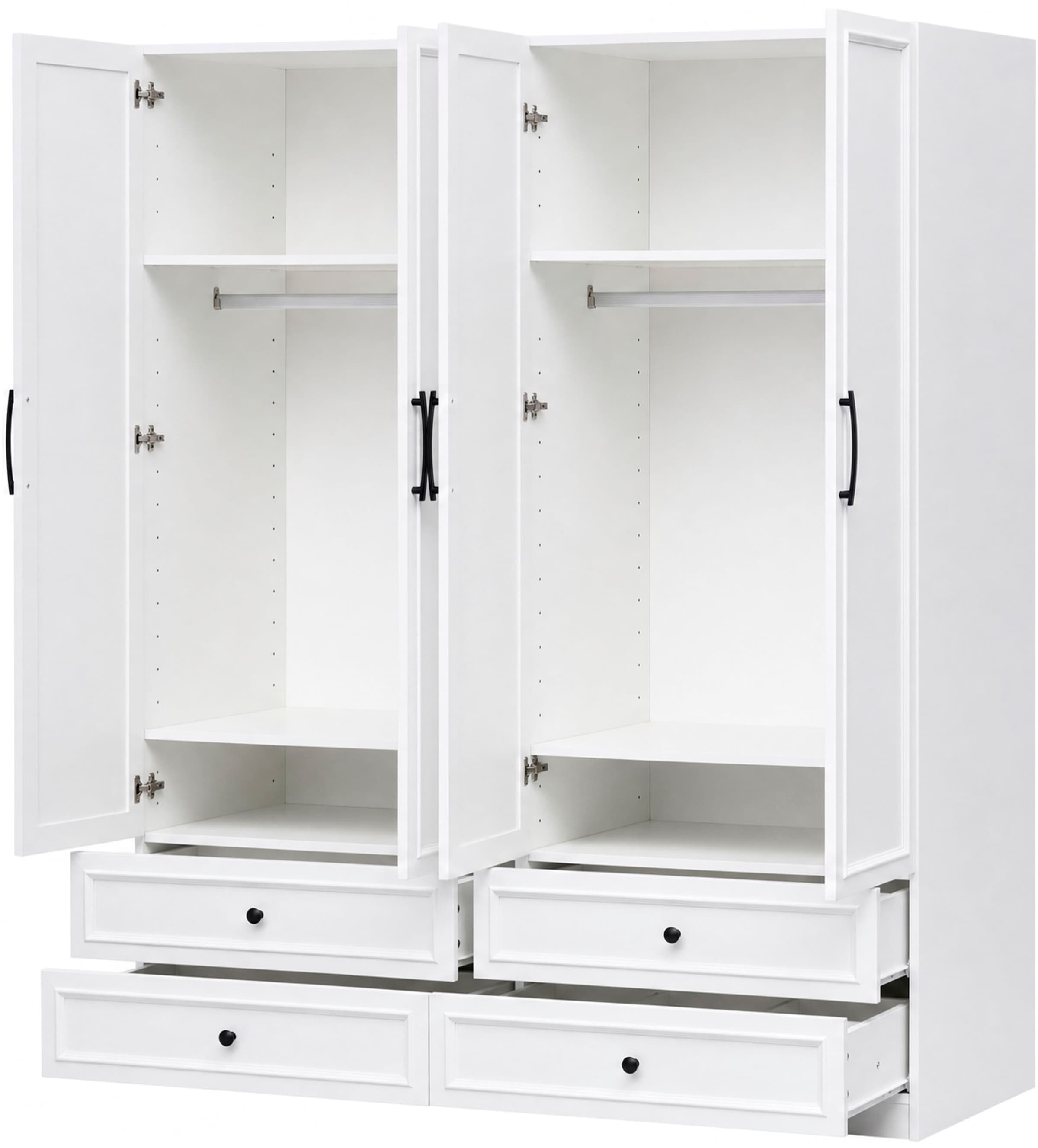 OTTO home Kleiderschrank »Arrian 160 cm Weiß | 4-türiger Drehtürenschrank im Landhausstil« EXTRA VIEL PLATZ FÜR IHRE GARDEROBE