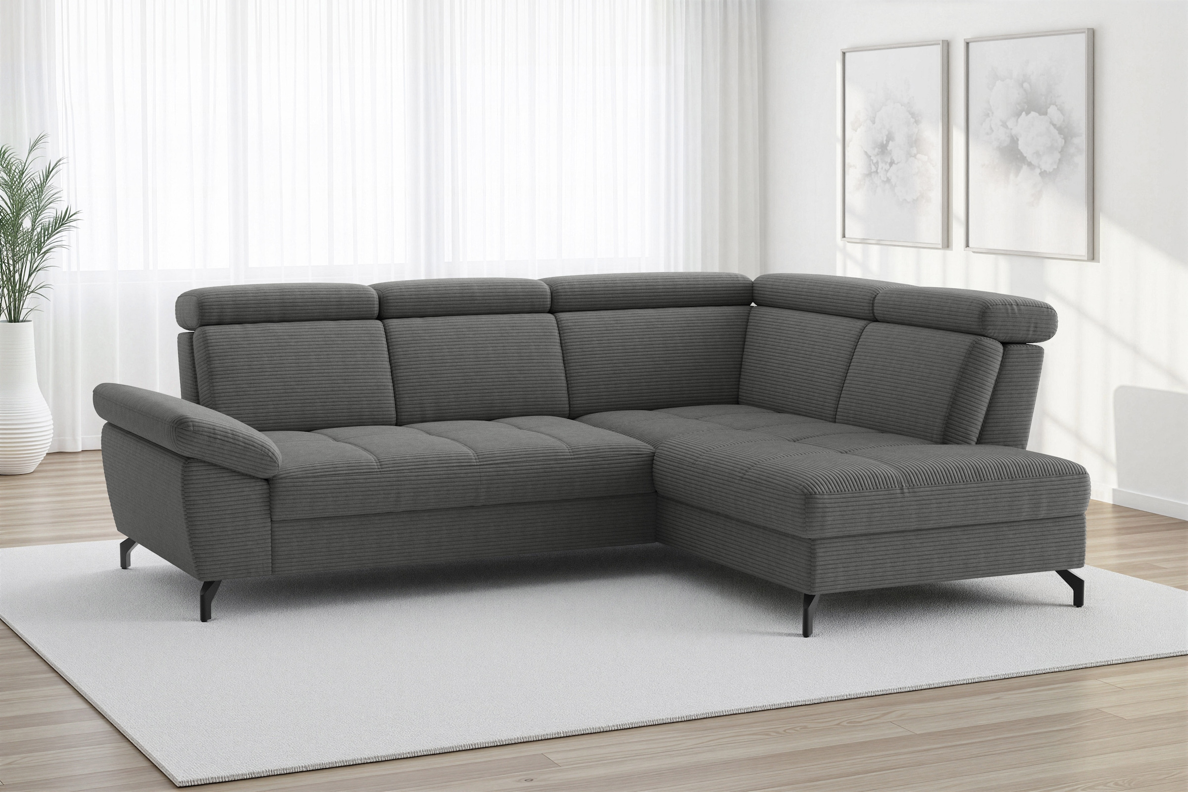 sit&more Ecksofa "Vanity; L-Form, B. 254 cm" Inkl.Sitz-,Kopf-und Armteilverstellung