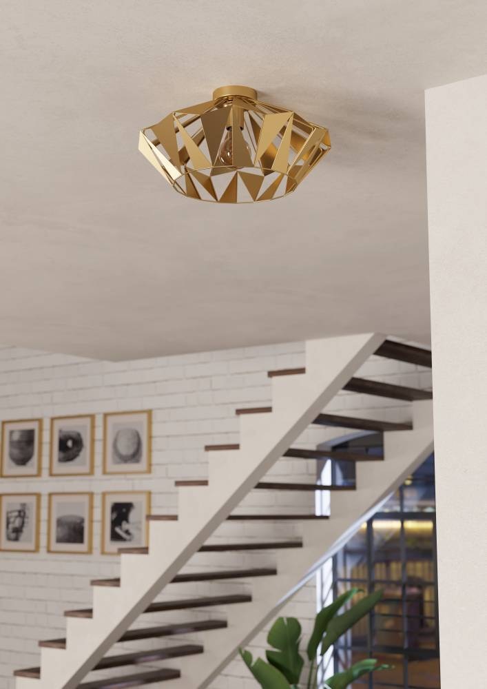 EGLO Deckenleuchte »CARLTON«, 1 flammig, Leuchtmittel E27 | ohne Leuchtmittel, Deckenleuchte im Retro Design, Vintage Wohnzimmerlampe, Metall in Gold