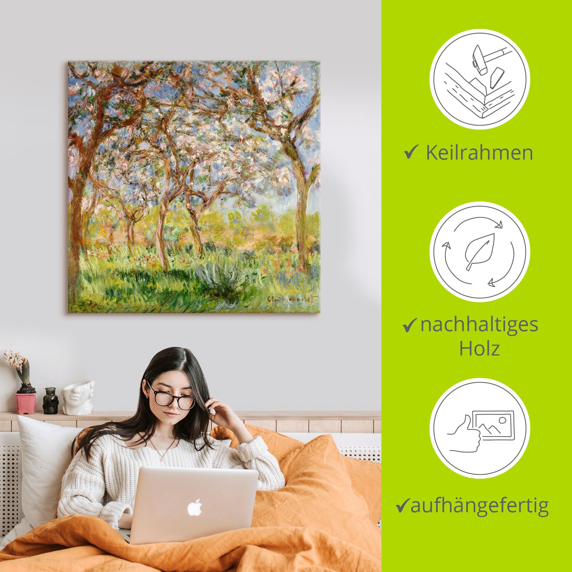 Artland Wandbild »Frühling in Giverny.«, Wiesen & Bäume, (1 St.), als Leinwandbild, Poster in verschied. Größen