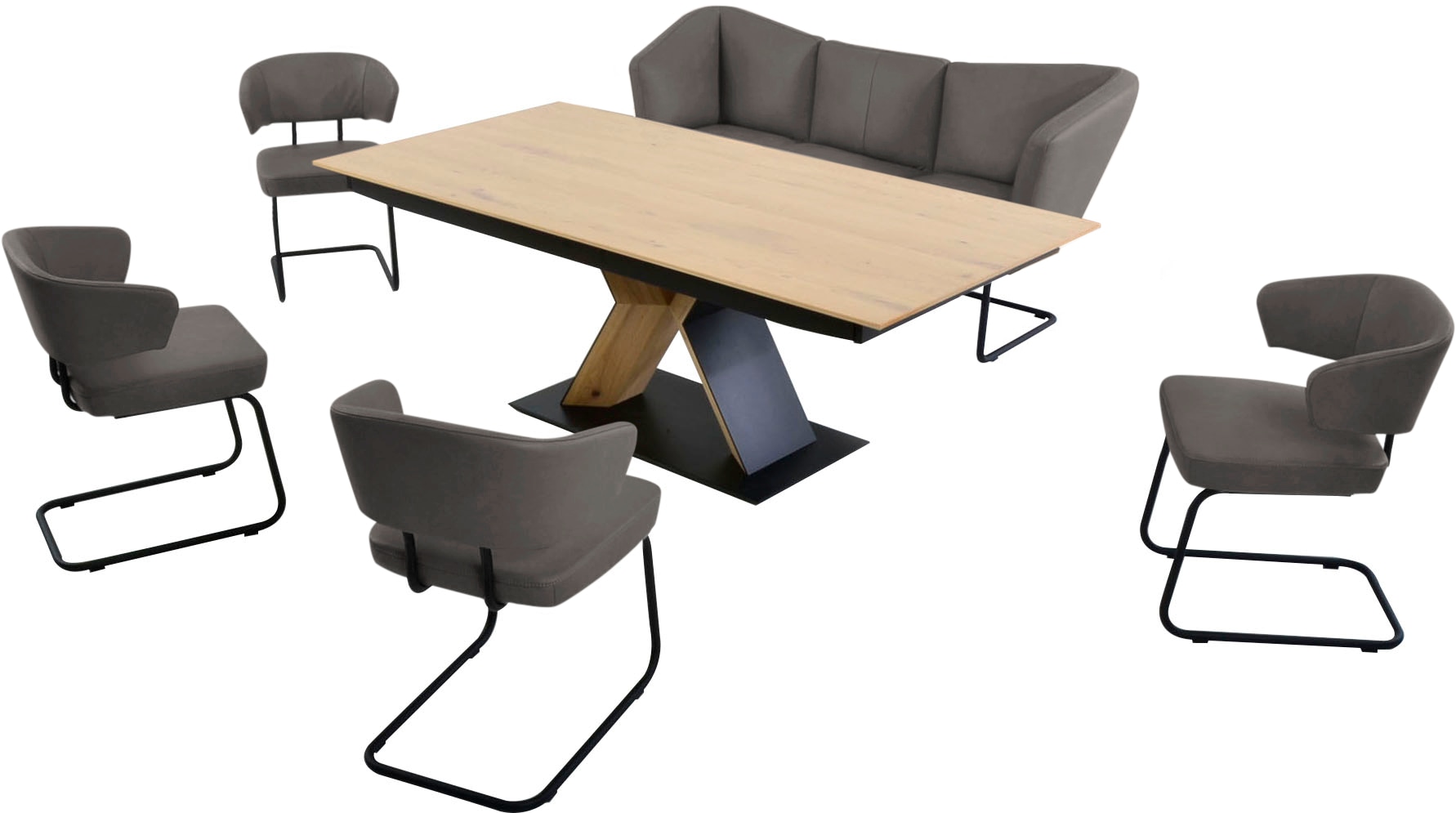 K+W Komfort & Wohnen Essgruppe "Mikkado Tube" 6 Stk. tlg. 4 Freischwinger u günstig online kaufen