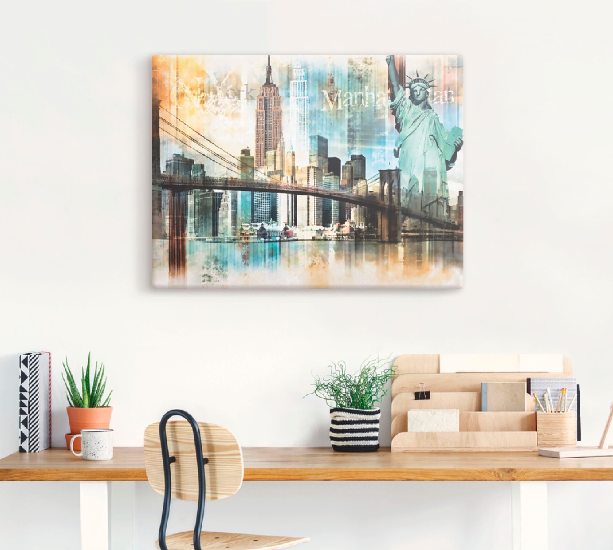 Artland Wandbild "New York Skyline Collage IV" Amerika 1 Stk. tlg. als Lein günstig online kaufen