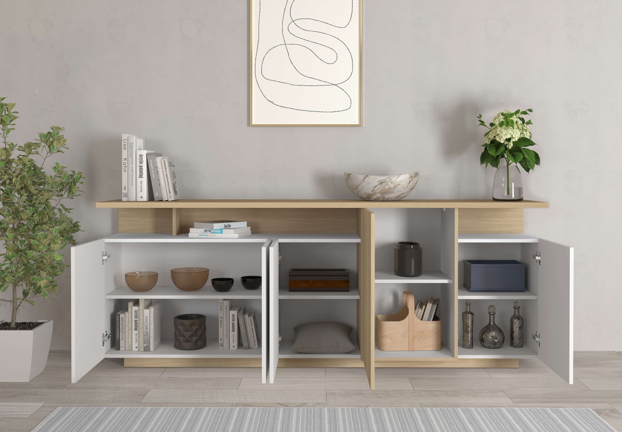 OTTO home Sideboard »Sideboard ETHOS, Kommode, Schrank, Kredenz« 1 Stk. tlg. Mit 5 Drehtüren, 8 Innenfächern und 2 Außenfächern, B.210 cm