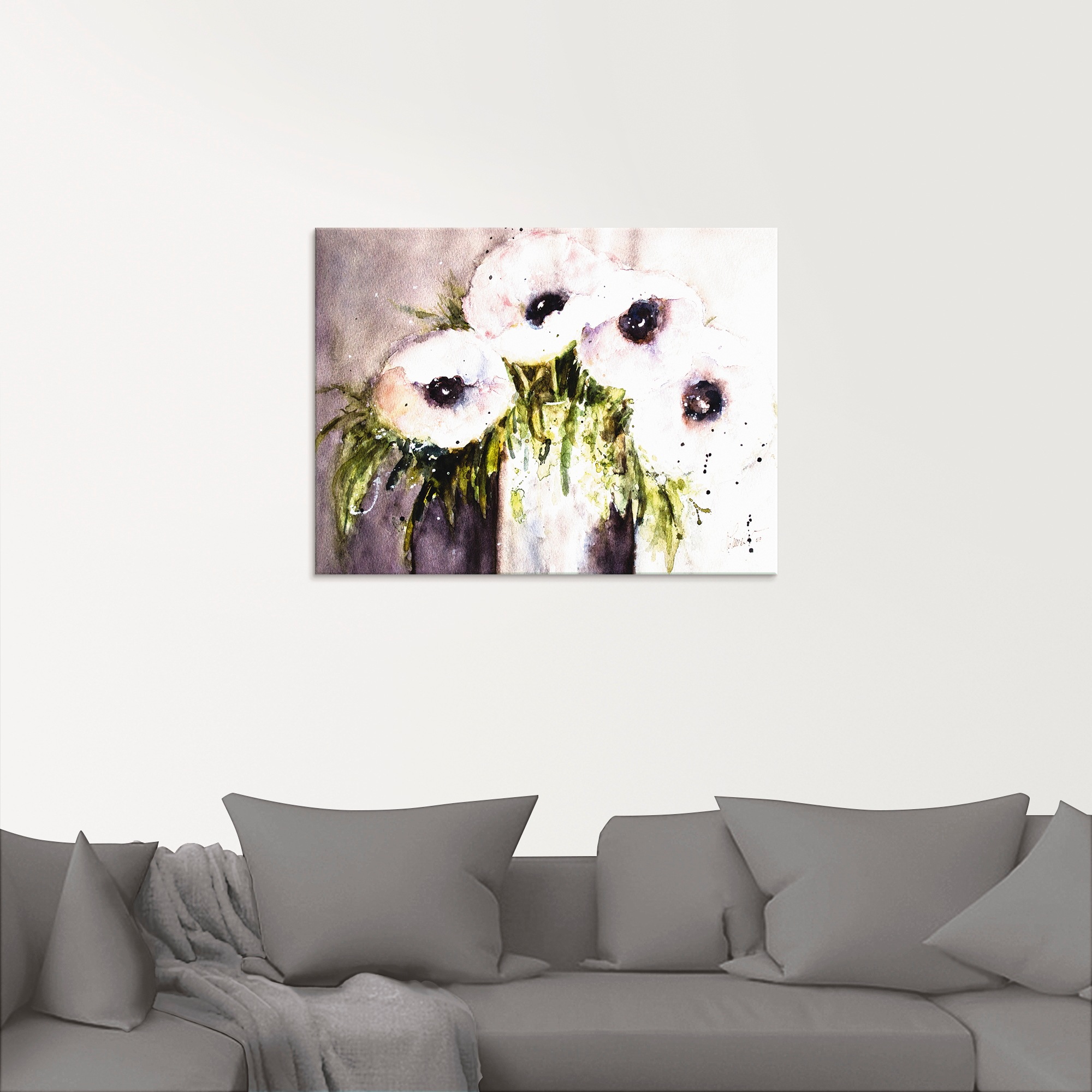 Artland Glasbild »Lila Mohn in Vase«, Blumen, (1 St.), in verschiedenen Größen