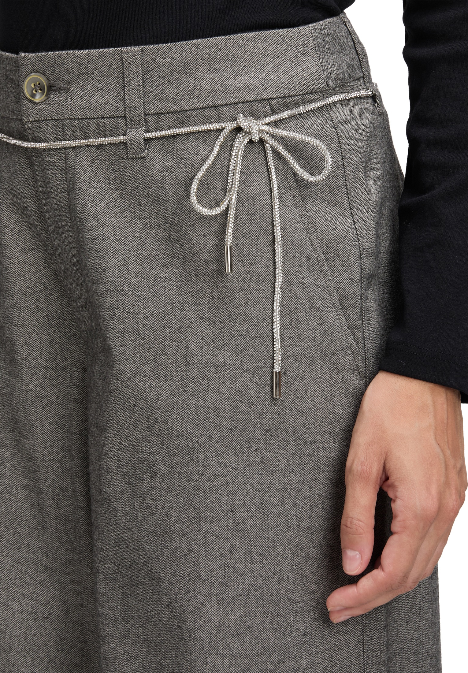 Cartoon Stoffhose »Damen Casual-Hose mit Bindegürtel«