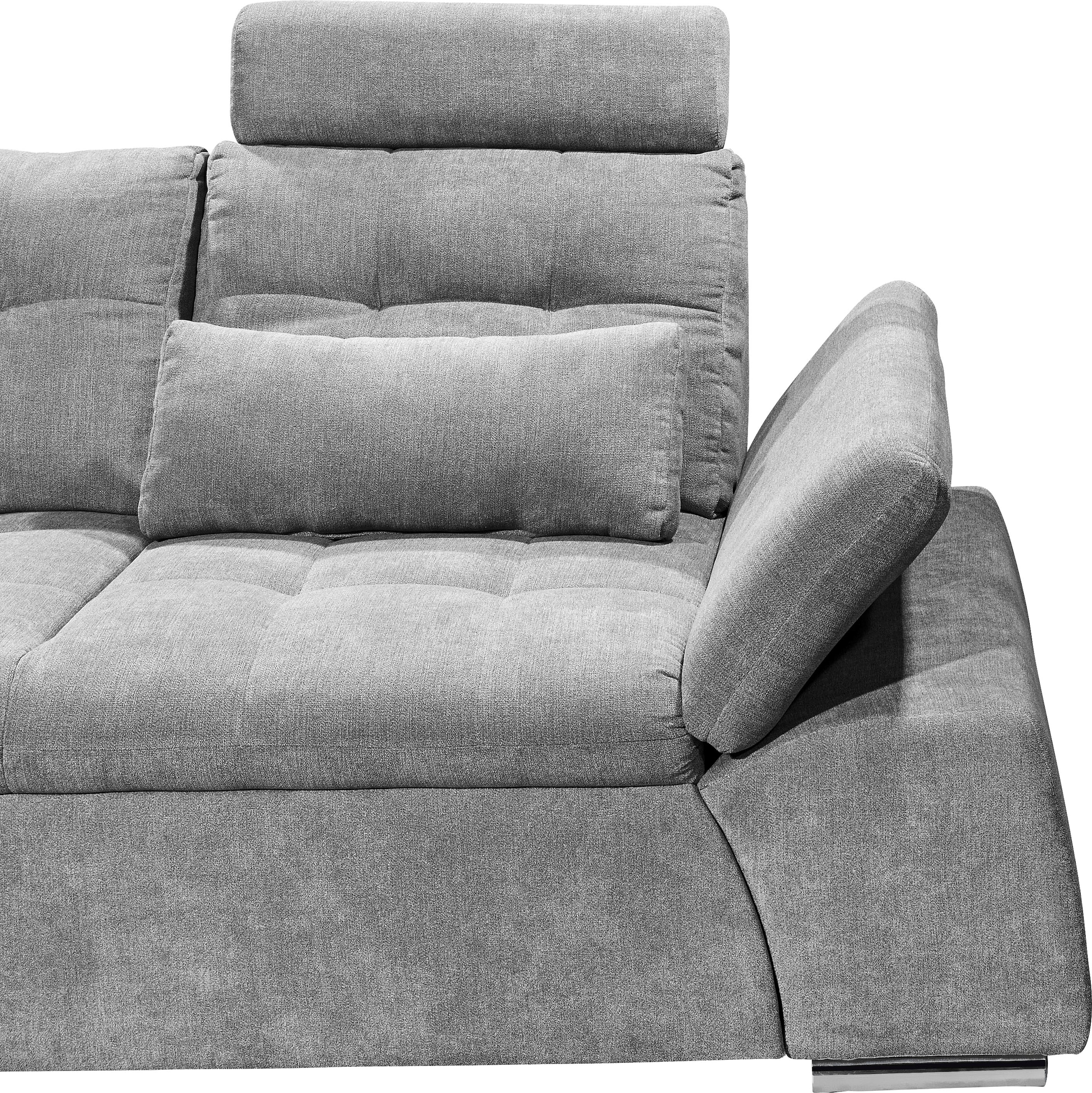 ED EXCITING DESIGN Ecksofa »Nalo L-Form«, mit Bettfunktion, Armteilverstellung, Kopfstützen & 2 Nierenkissen