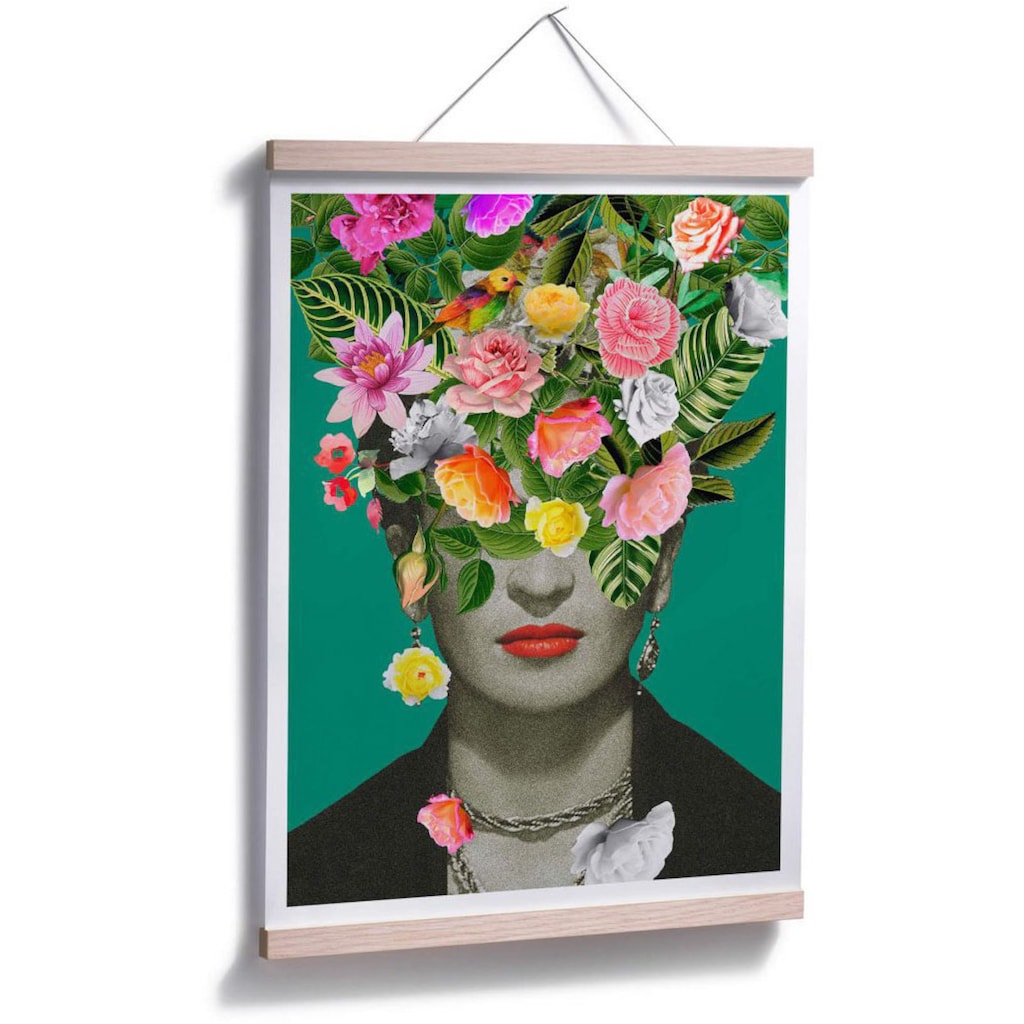 Wall-Art Poster »Frida Floral Blumenstrauß«, Schriftzug, (1 St.), Poster ohne Bilderrahmen
