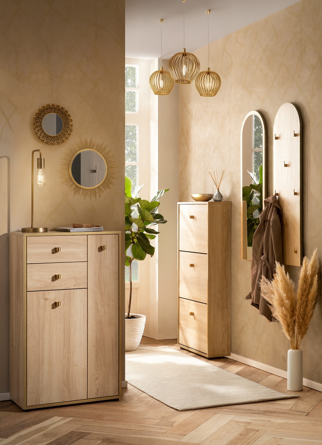 Tchibo - Spiegelelement »Flora« - 37,5x120x6cm - braun -
