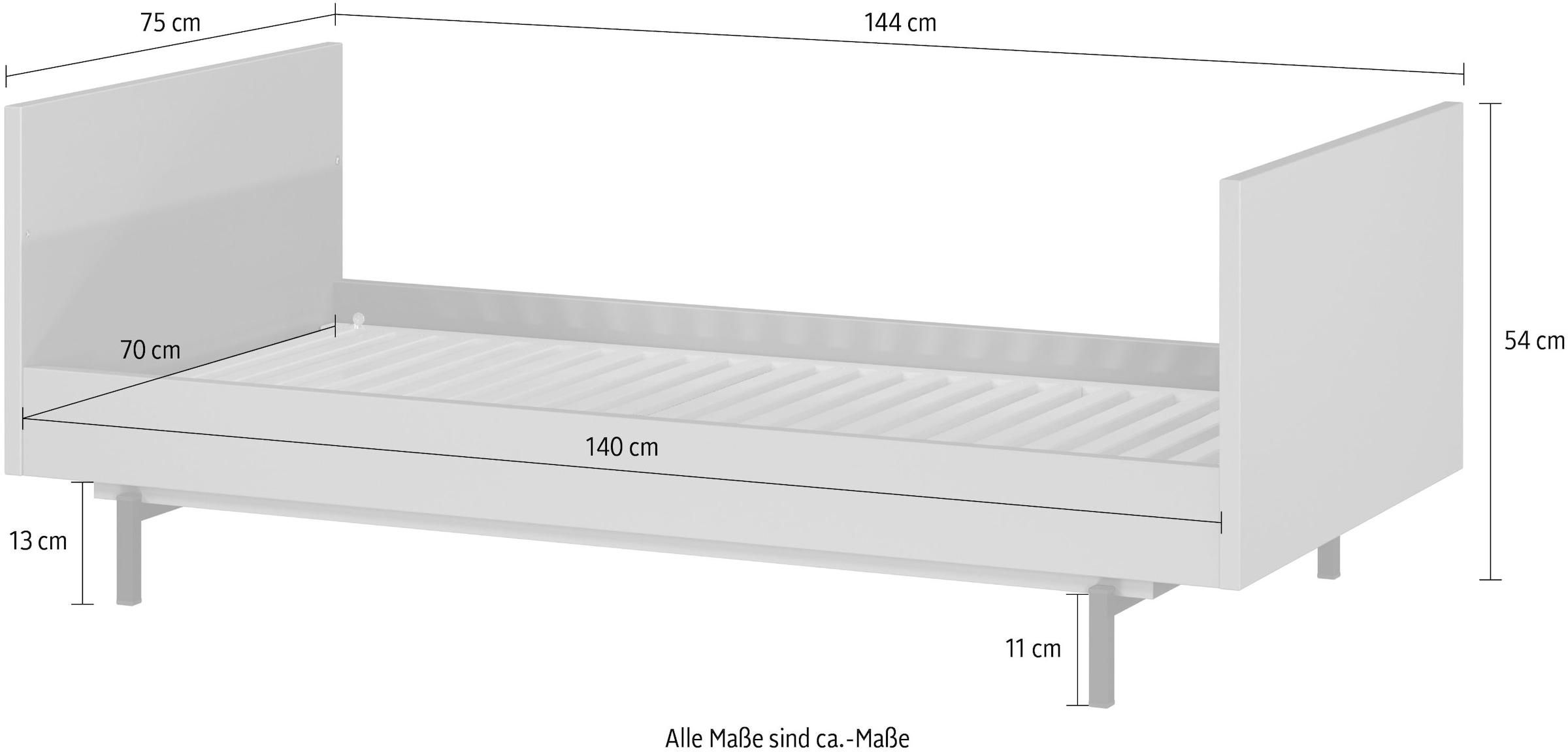 GERMANIA Kinderbett »Tomino in 2 Ausführungen«, (Set, 2 tlg.), inkl. Umbauseiten, B/H/T 144/87/75 cm, belastbar bis 100 kg