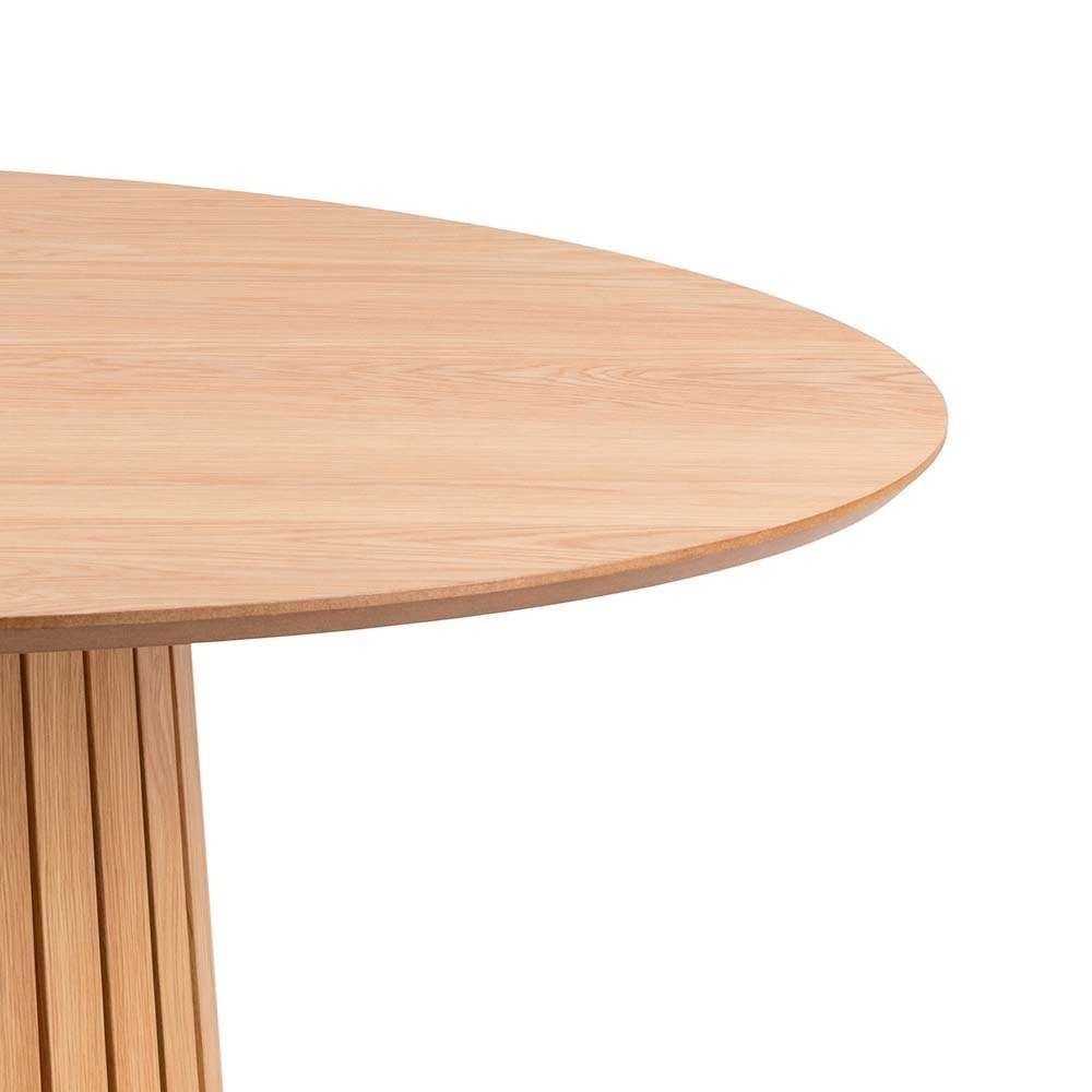 Esstisch ACTONA GROUP "Christo Tisch, Wohnzimmertisch", braun (eiche), B:120cm H:75cm T:120cm, Tische, Esstisch, rund, Eichenfurnier, Säulenfuß, Lamellenfront, Ø: 120 cm 3