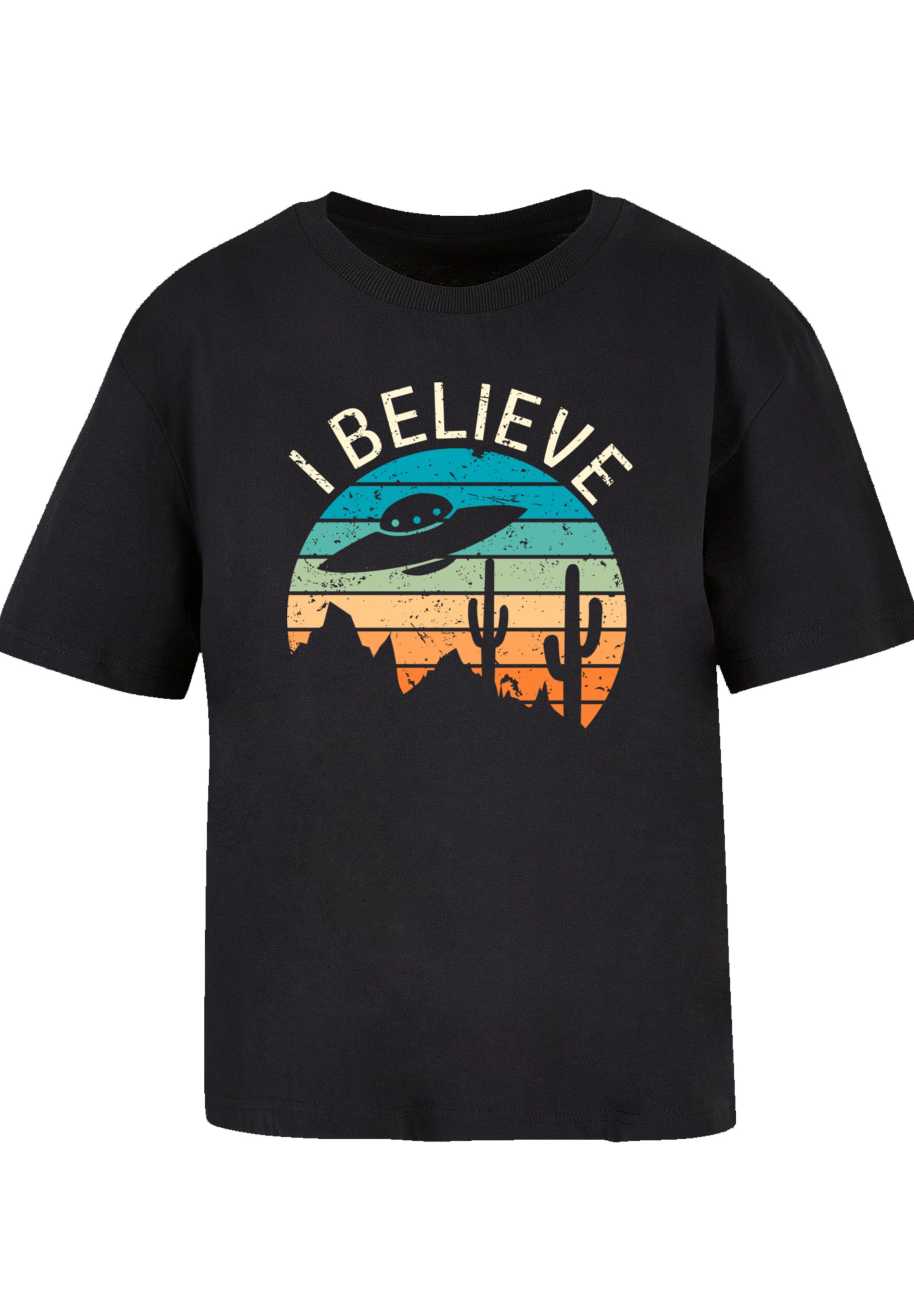 F4NT4STIC T-Shirt »I Believe UFO Alien Sonnenuntergang«, Premium Qualität