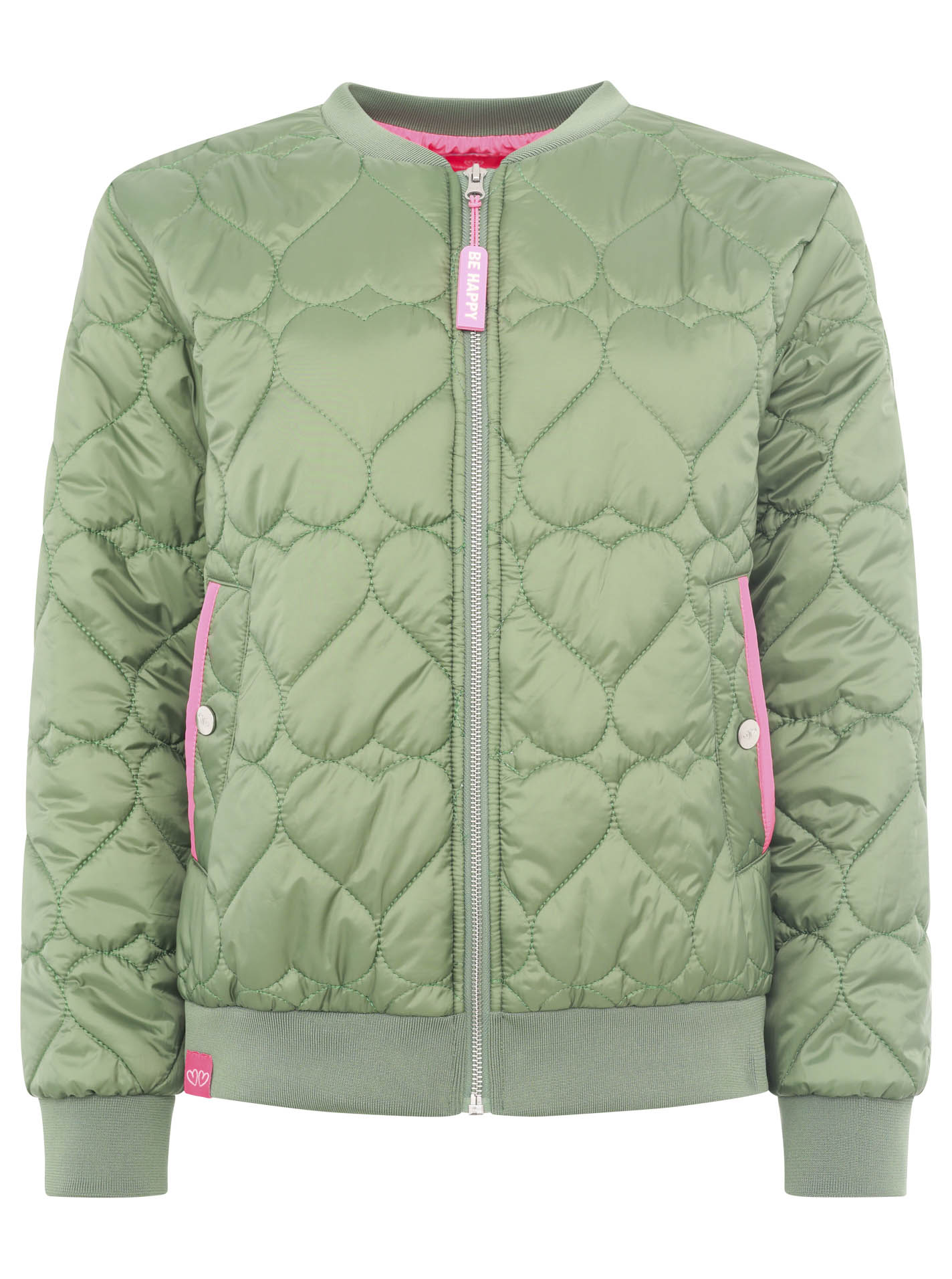 Thumbnail - Zwillingsherz Bomberjacke ""Be Happy"" ohne Kapuze modisch, Kontrastdetails, regular fit, langärmelig, mit Herzsticker