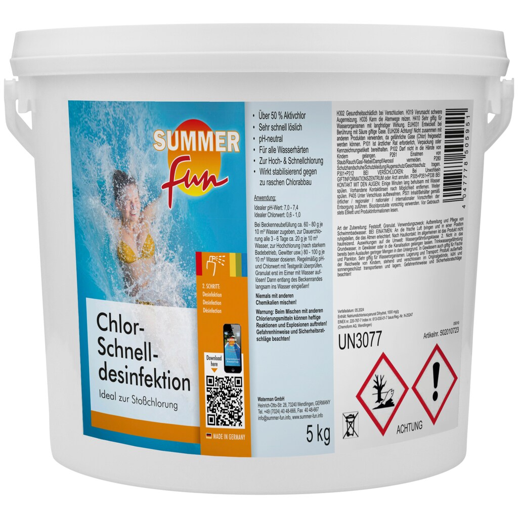 SUMMER FUN Chlorgranulat »Chlor-Schnelldesinfektion«