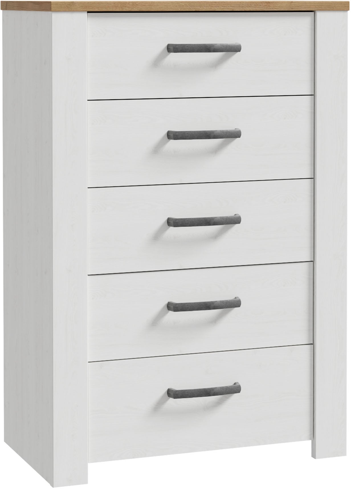 FORTE Kommode "Bohol" B/H/T71,7/106,2/42 cm, 5 Schubkästen, Landhaus