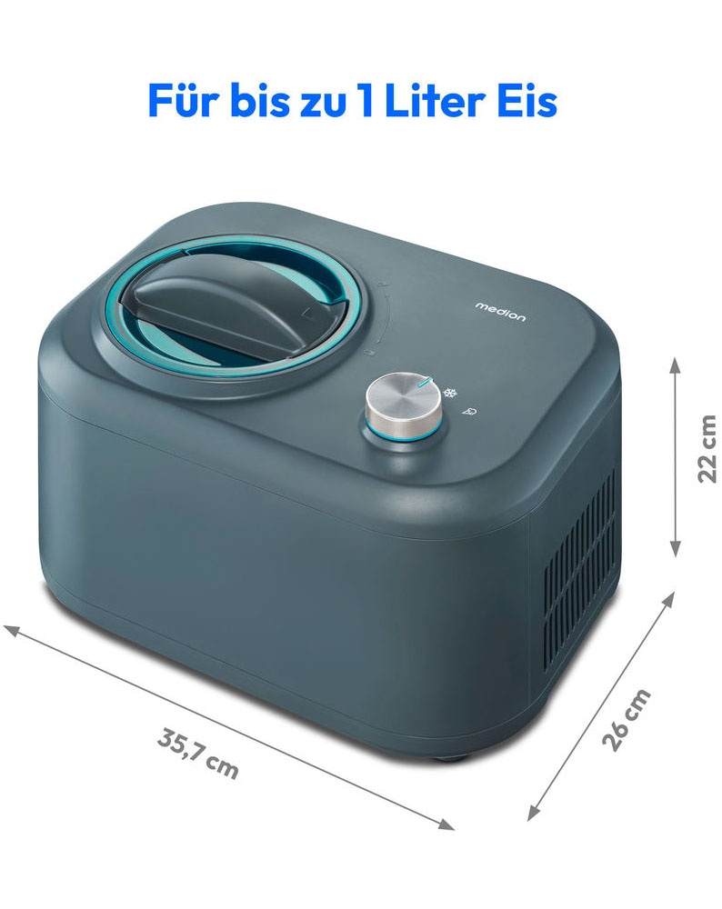 Medion® Eismaschine »MD 10169«, 100 W, 1 L Eis, kein Vorkühlen notwendig, entnehmbarer Aluminium-Eisbehälter