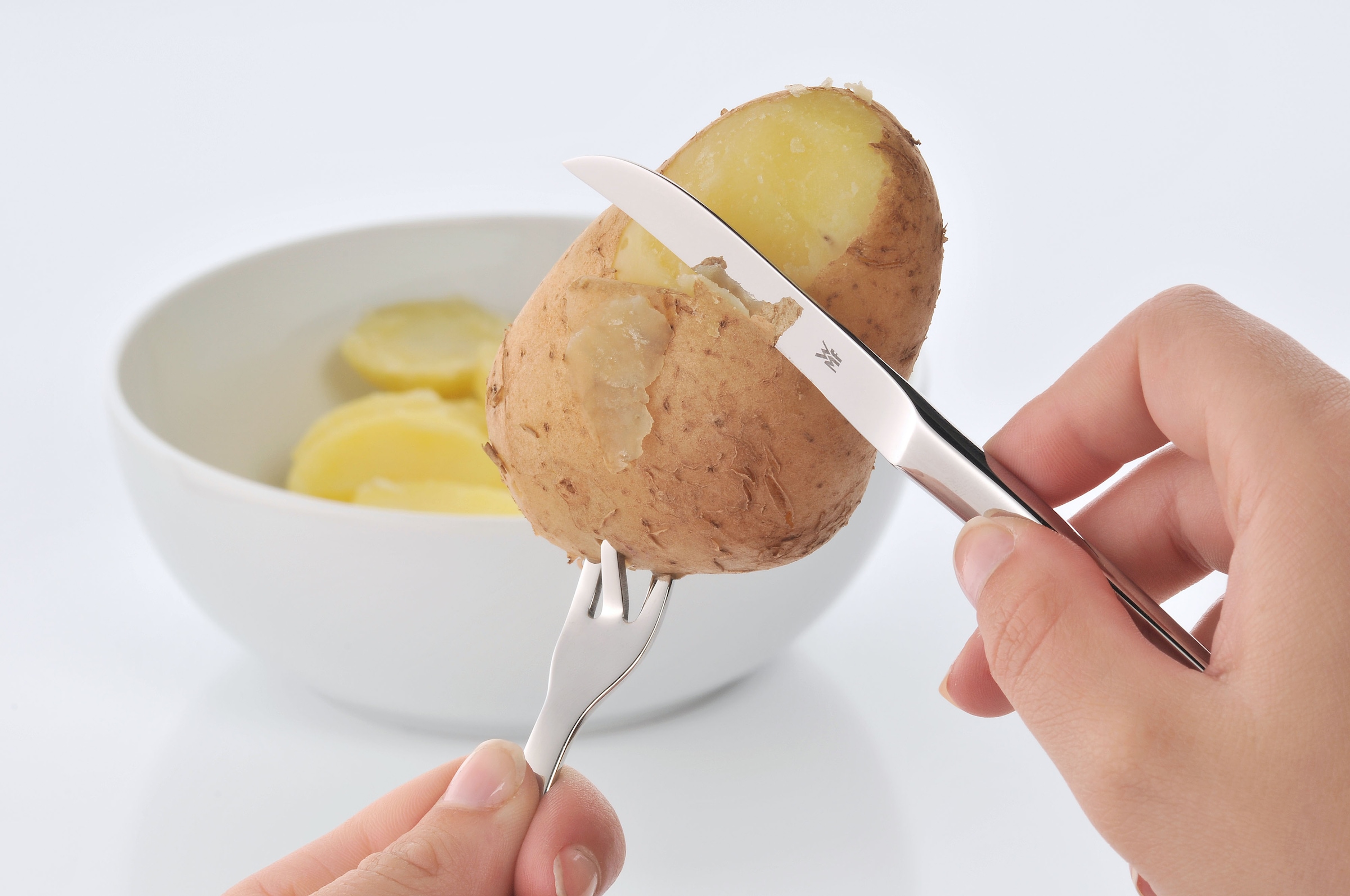 WMF Pellkartoffelgabel »Nuova«, Pellkartoffelgabel, Pellkartoffelmesser, Cromargan Edelstahl rostfrei