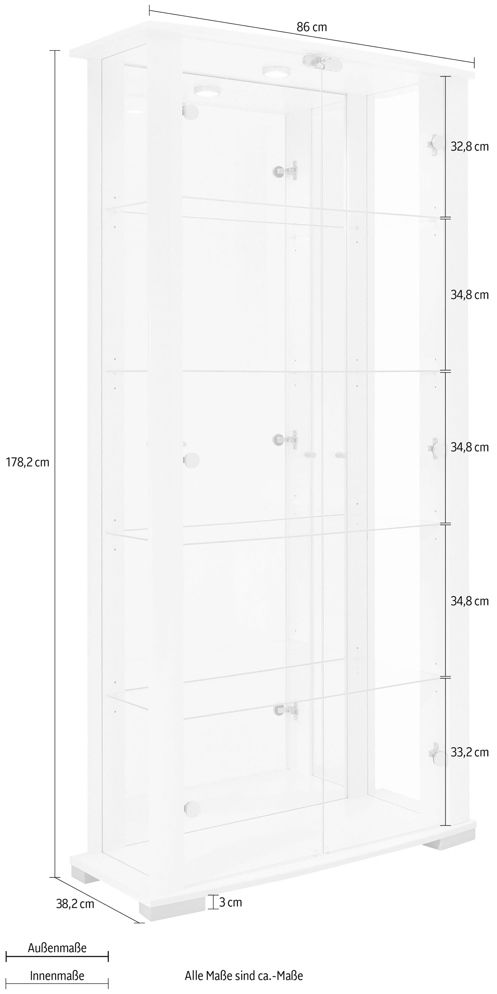 fif möbel Vitrine »STELLA«, Höhe 178 cm | BAUR