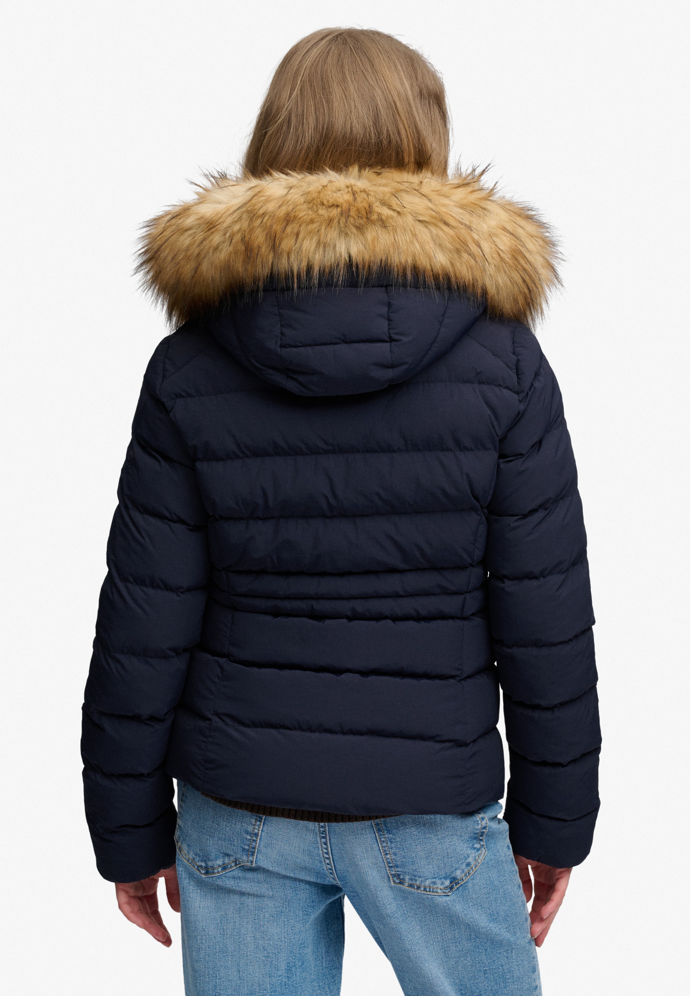 Superdry Steppjacke »HOOD FAUX FUR FUJI PADDED JKT« mit Kapuze Kunstfaser, slim fit