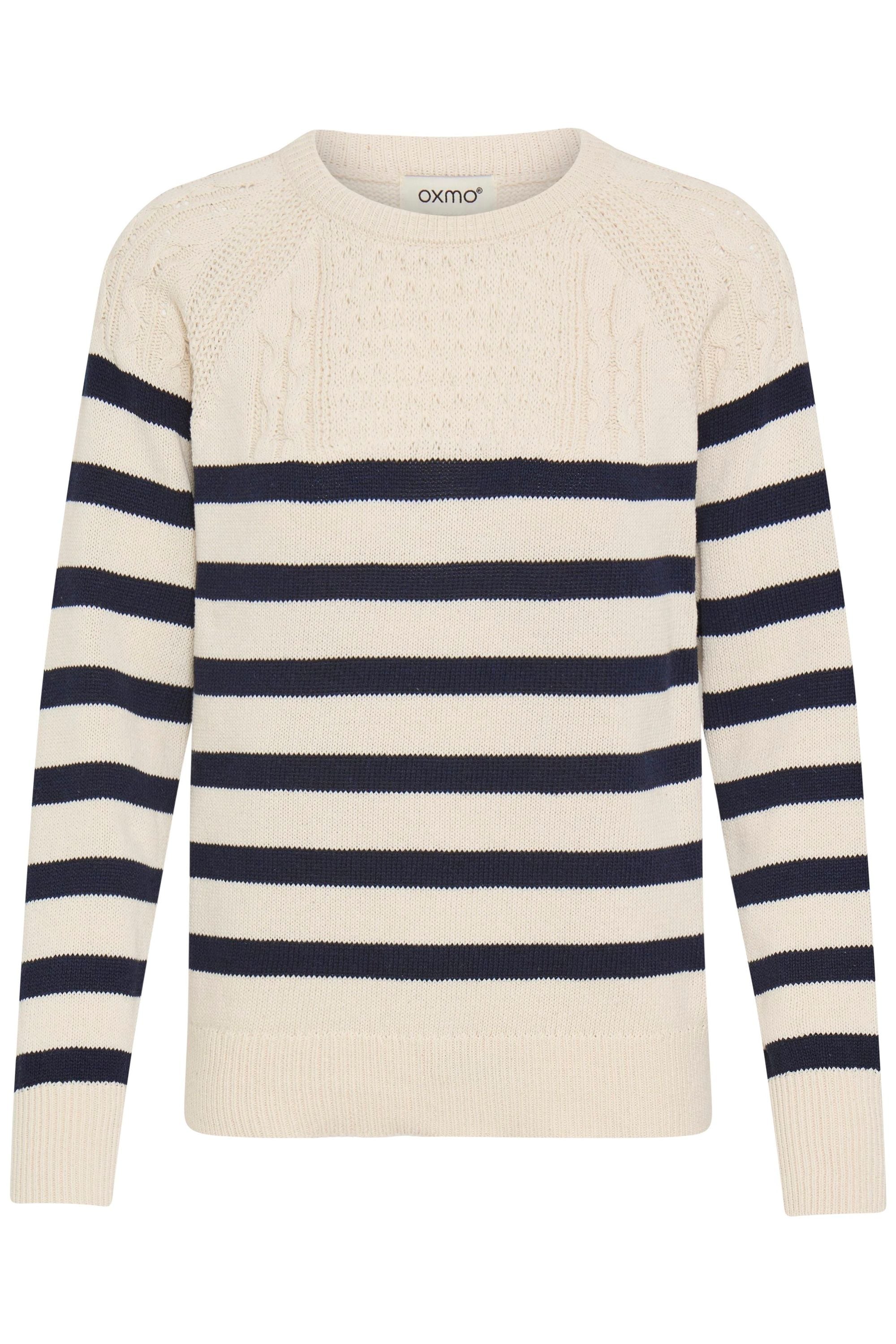 OXMO Damen Strickfleece-Pullover "Strickpullover OXFSANVA"night sky mix, Gr. M, Obermaterial: 70% Baumwolle CO recyc.. 30% Polyester Pol. recyc..,