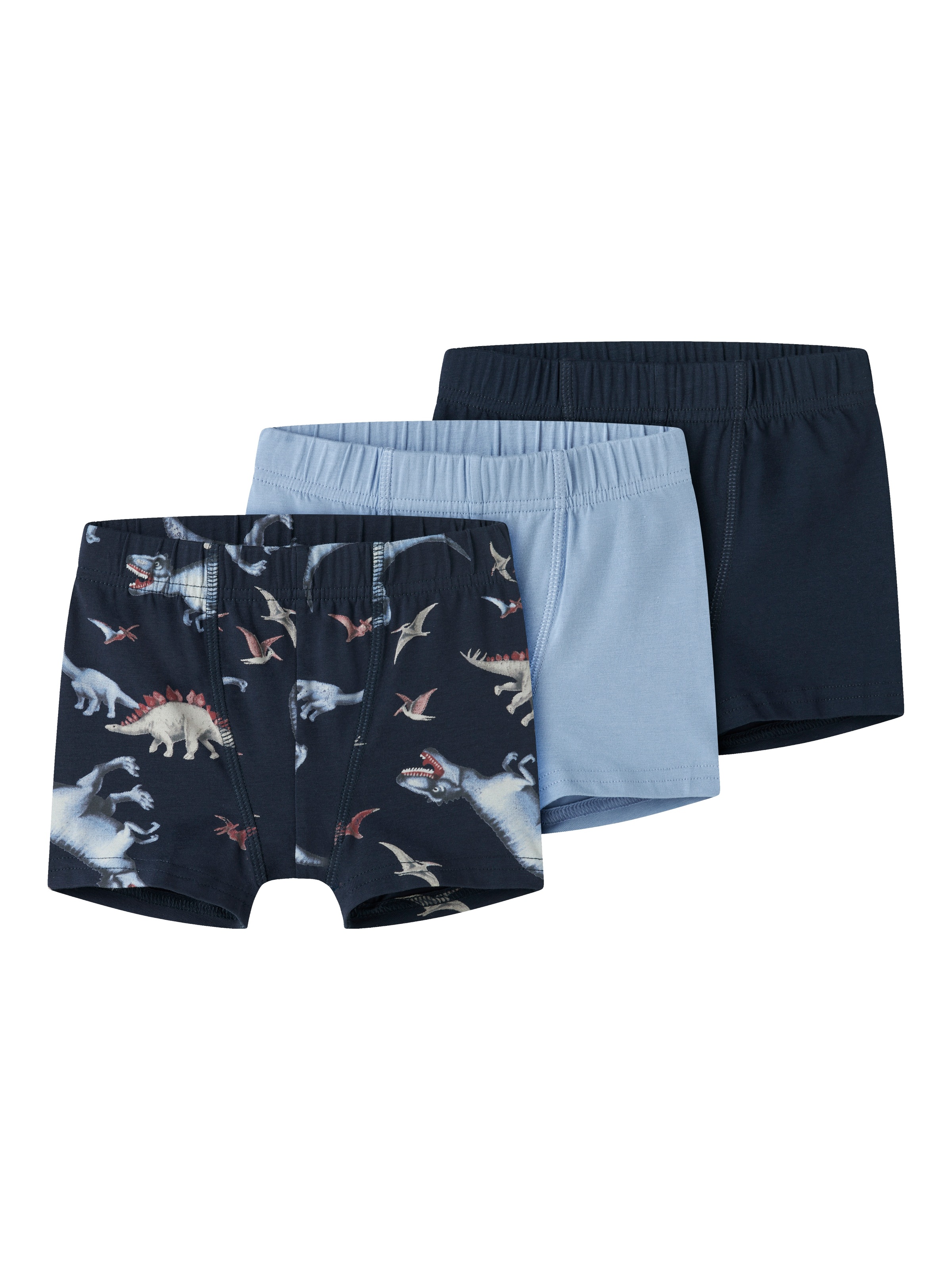 Name It Boxershorts "NMMTIGHTS 3P NAVY DINO NOOS" Packung, 3 Stk. Baumwollmischung, mit Dino Druck und uni im Set