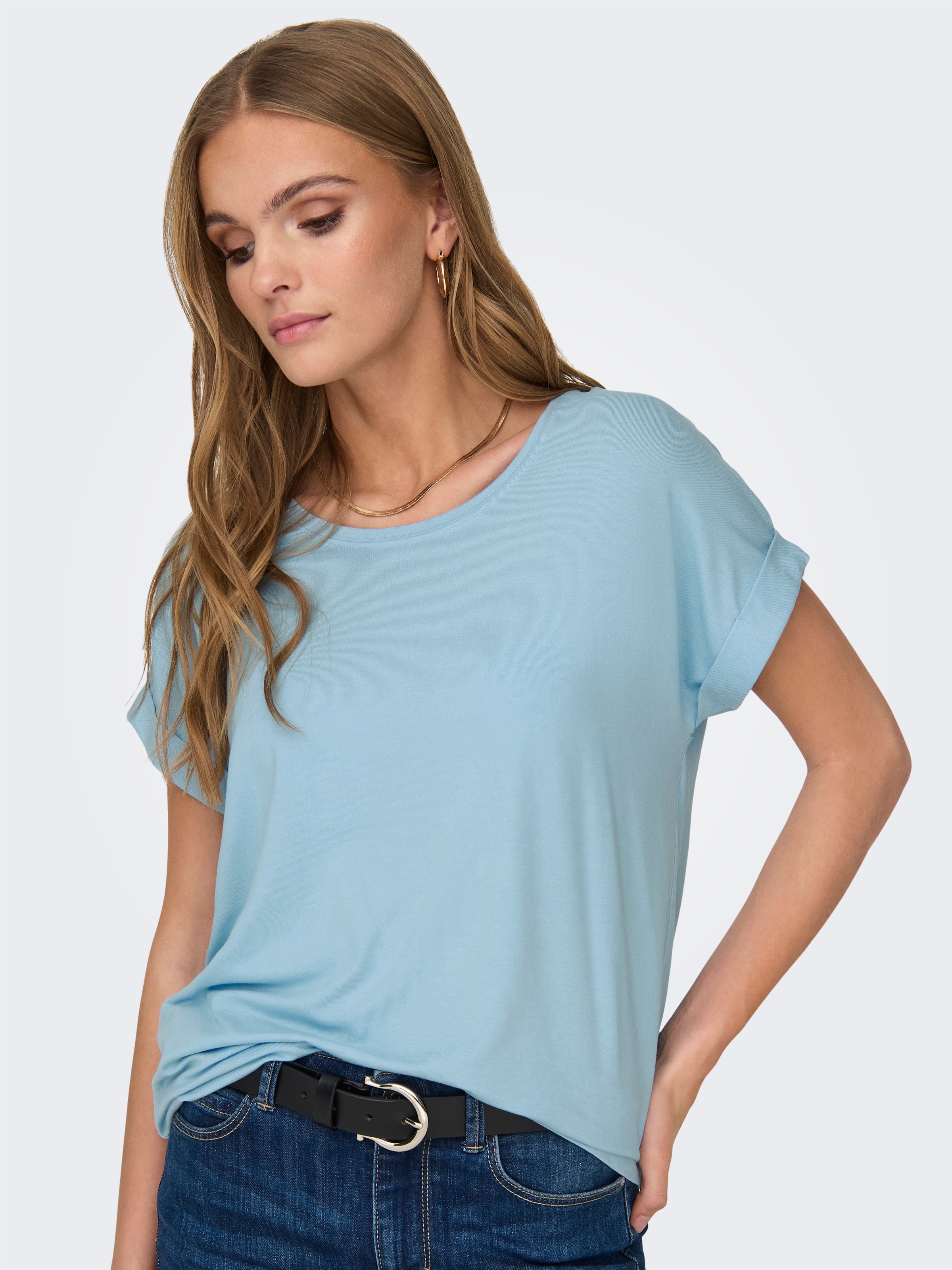 ONLY T-Shirt "ONLMOSTER S/S O-NECK TOP NOOS JRS", mit Aufschlag am Arm günstig online kaufen