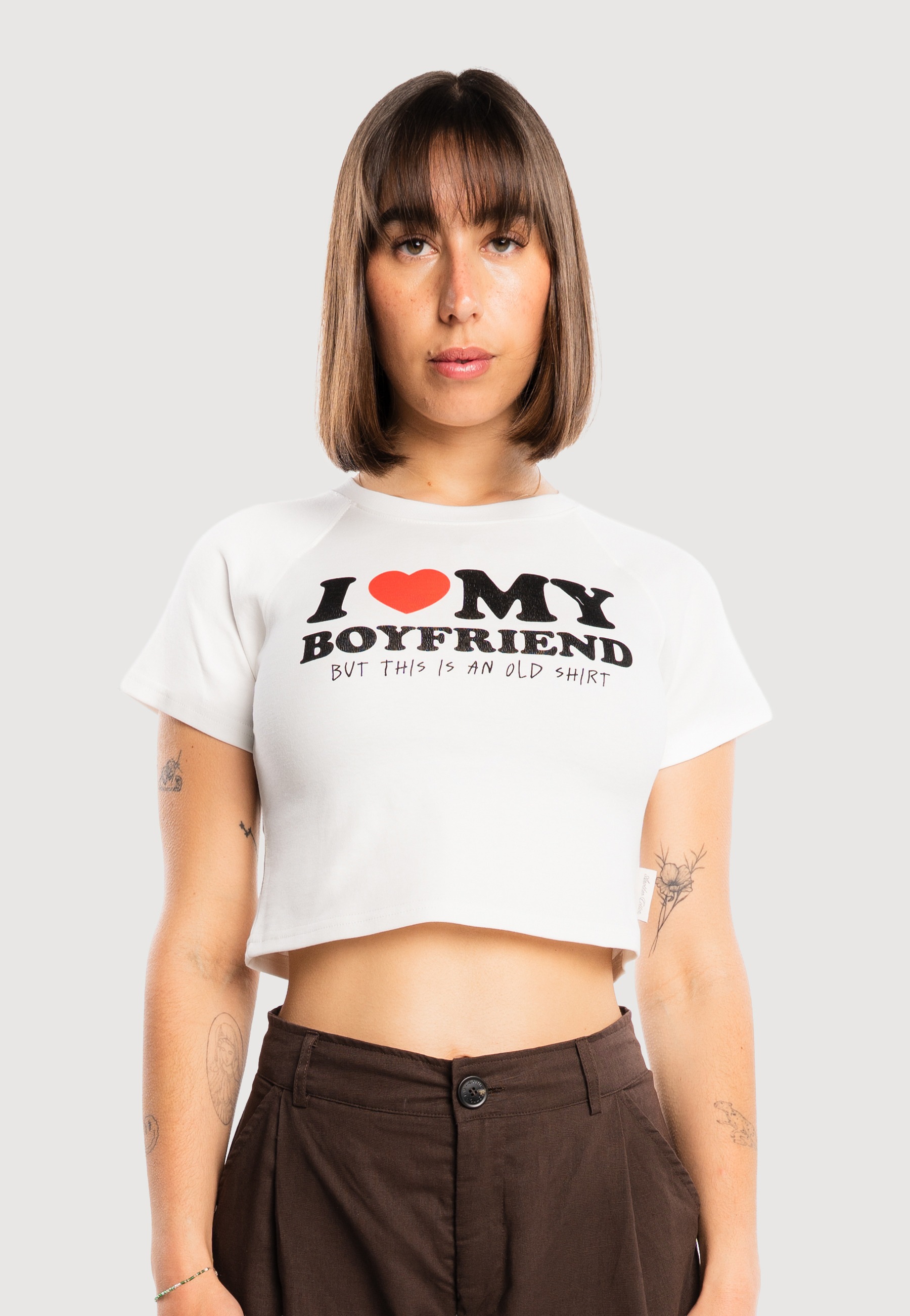 Another Cotton Lab T-Shirt »Another Cotton Lab Love my Boyfriend Crop Top« 1