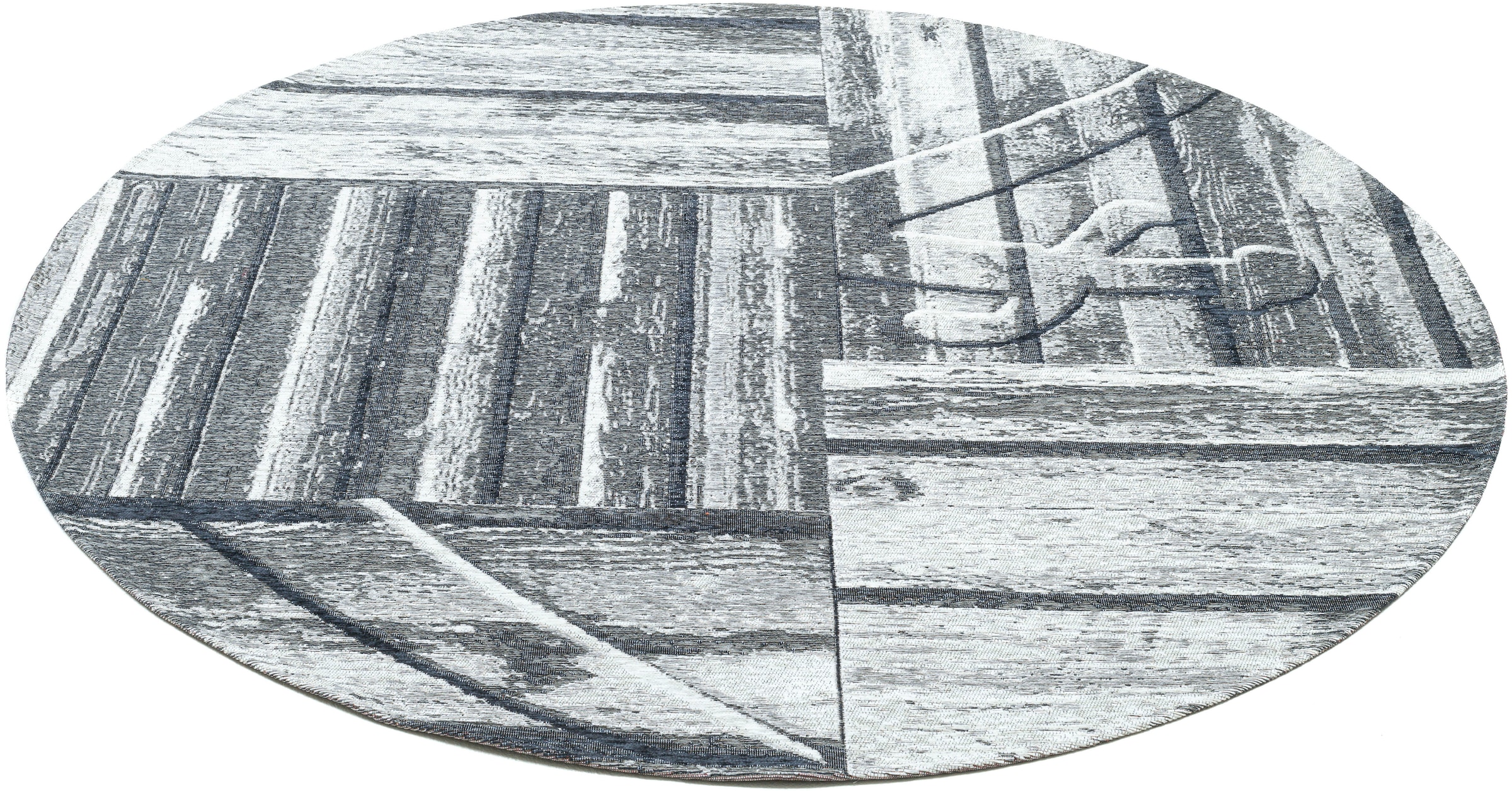 Teppich »Keitum 010«, rund, Flachgewebe, modernes Holz Design, Motiv, gekreuzte Säbel