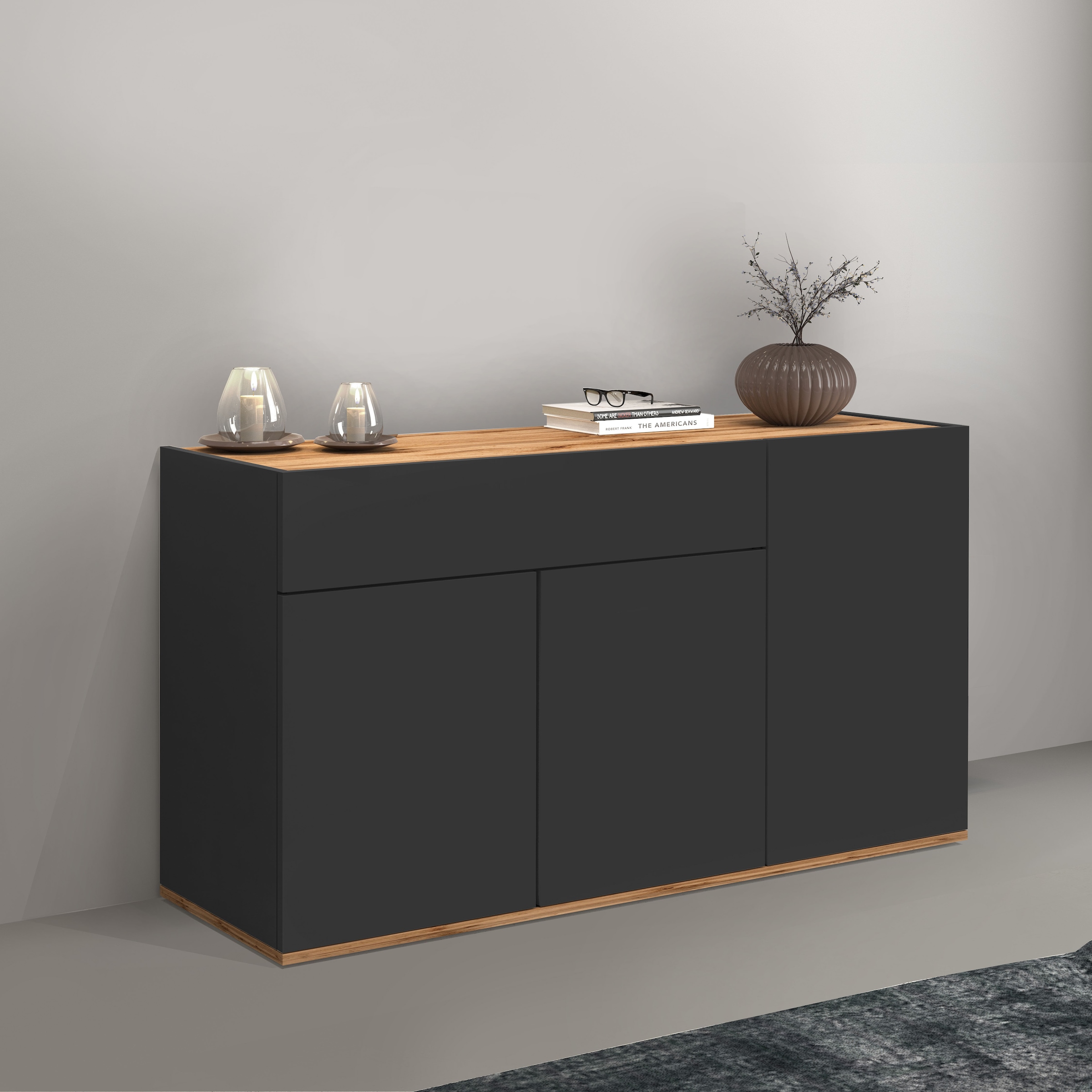 Sideboard »Garda, Kommode, Schrank, Kredenz«, 3 Türen, 1 Schublade, grifflos Breite...