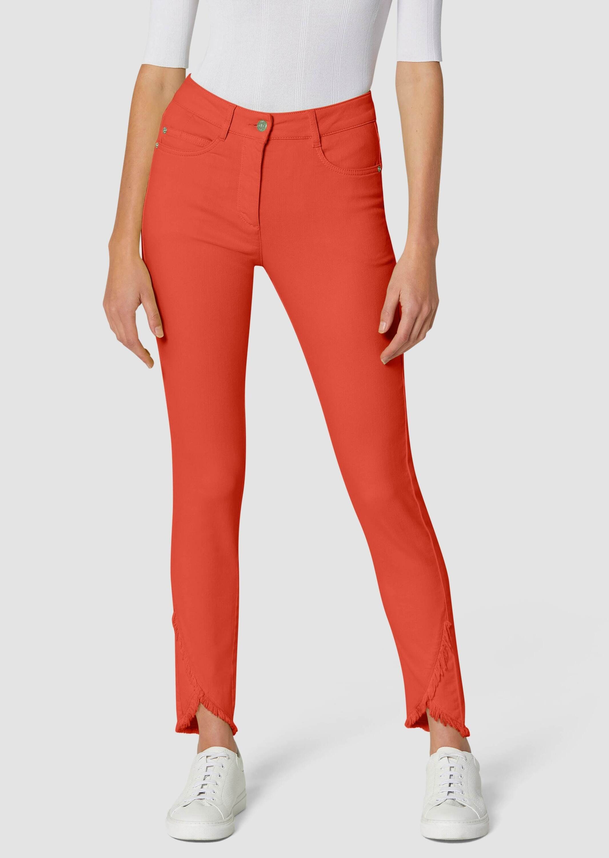 MADELEINE Regular-fit-Jeans »Jeans Verkürzte 5-Pocket-Hose mit Fransen«