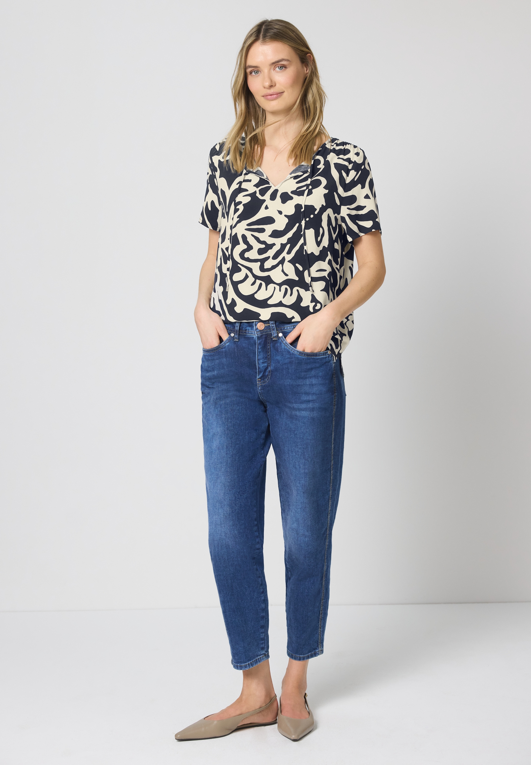 STREET ONE Kurzarmbluse mit Blumenmuster