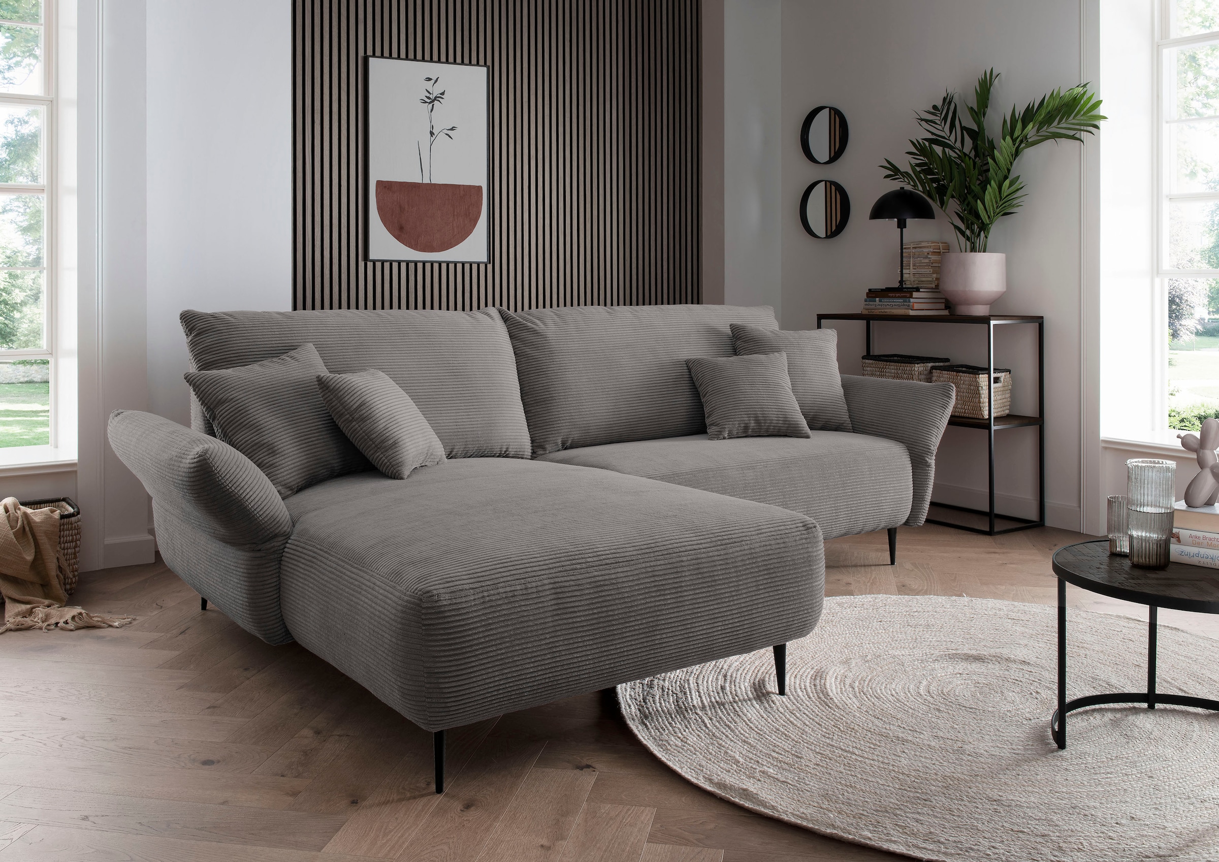 Home affaire Ecksofa "Amarena modern & bequem, verstellbare Armlehnen, L-Form" inklusive Armlehnenverstellfunktion, inkl. 4x Zierkissen
