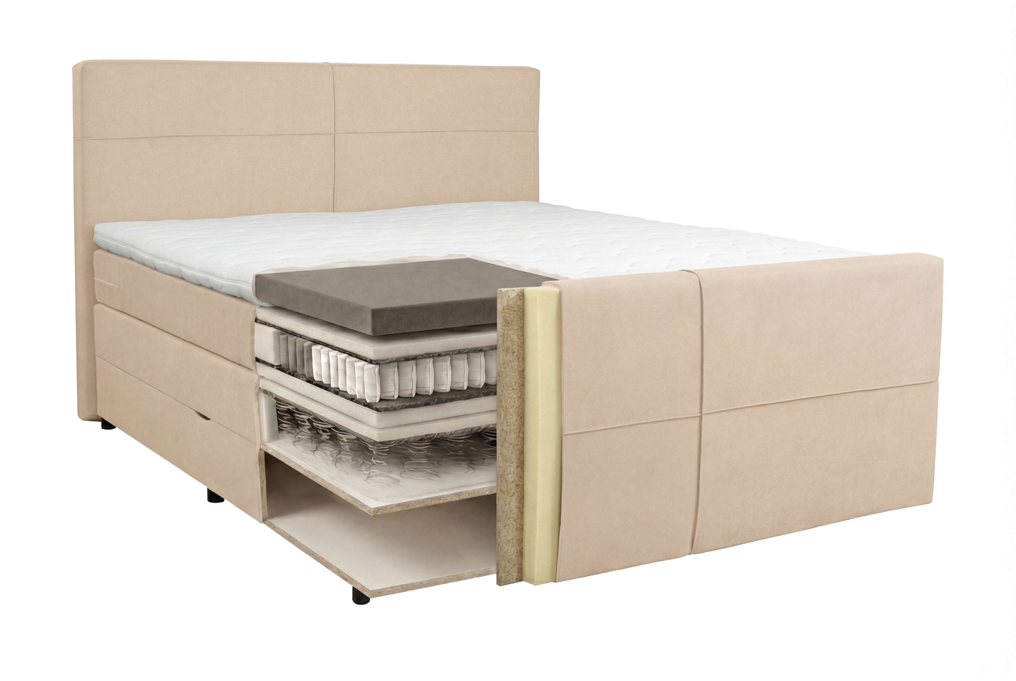 Home affaire Boxspringbett »Lucas, Doppelbett, Polsterbett, Federkernbett, Komforbett, 160,180 cm« inkl. Topper, zwei Bettkästen, Taschen-Federkernmatratze, Härtegrad 3