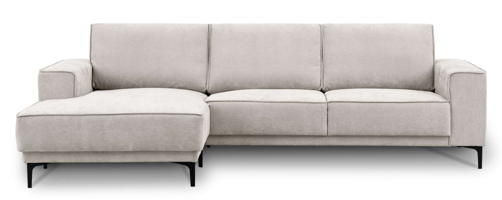 Places of Style Ecksofa »Polsterecke Oland, Struktur, Flachgewebe, Luxus-Microfaser, Boucle«, L-Form, 280 cm, Wellenunterfederung, Skandi-Design, Metallfüße